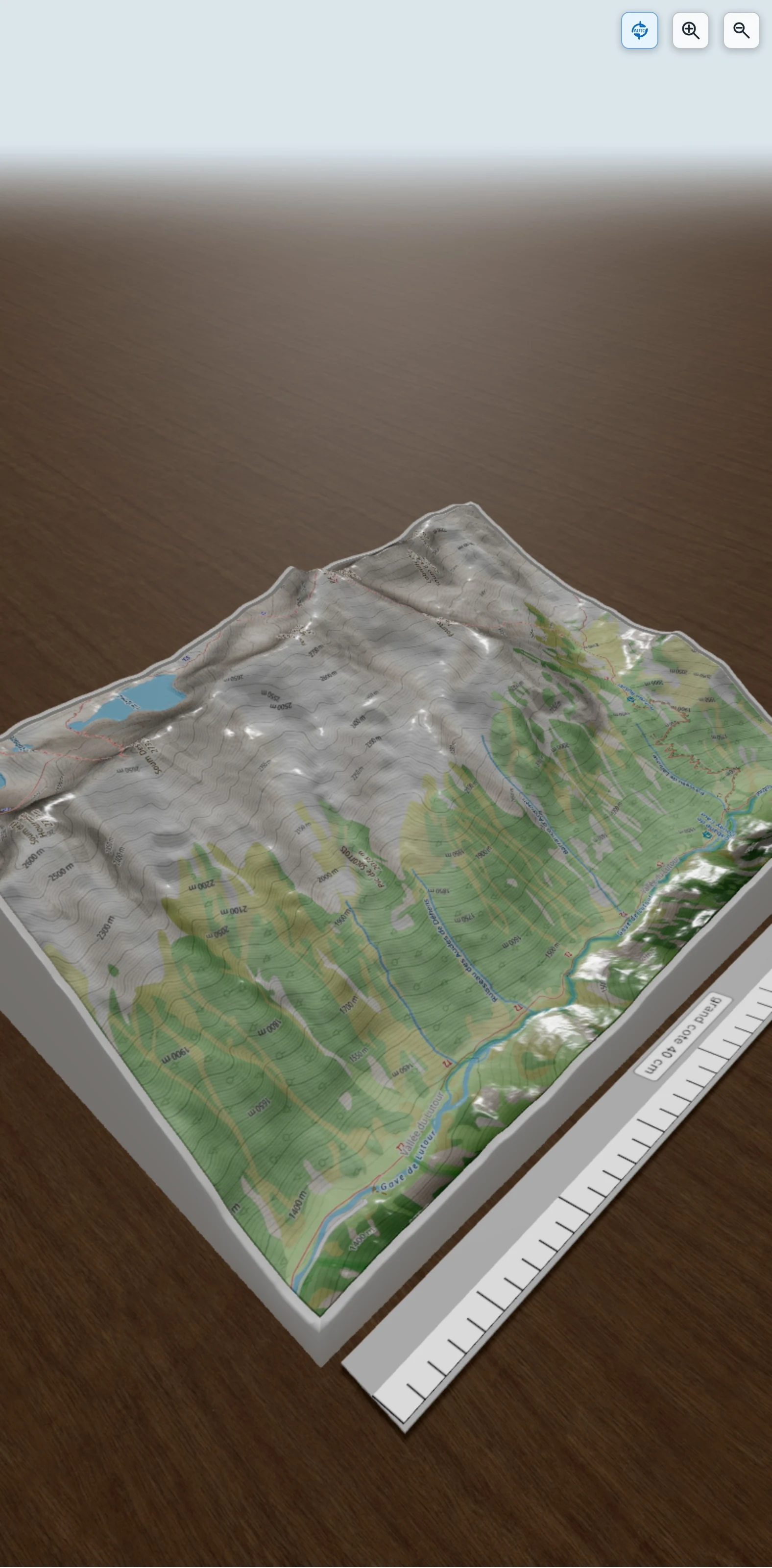Carte en relief 3D de pic D'ardiden, avec relief topographique