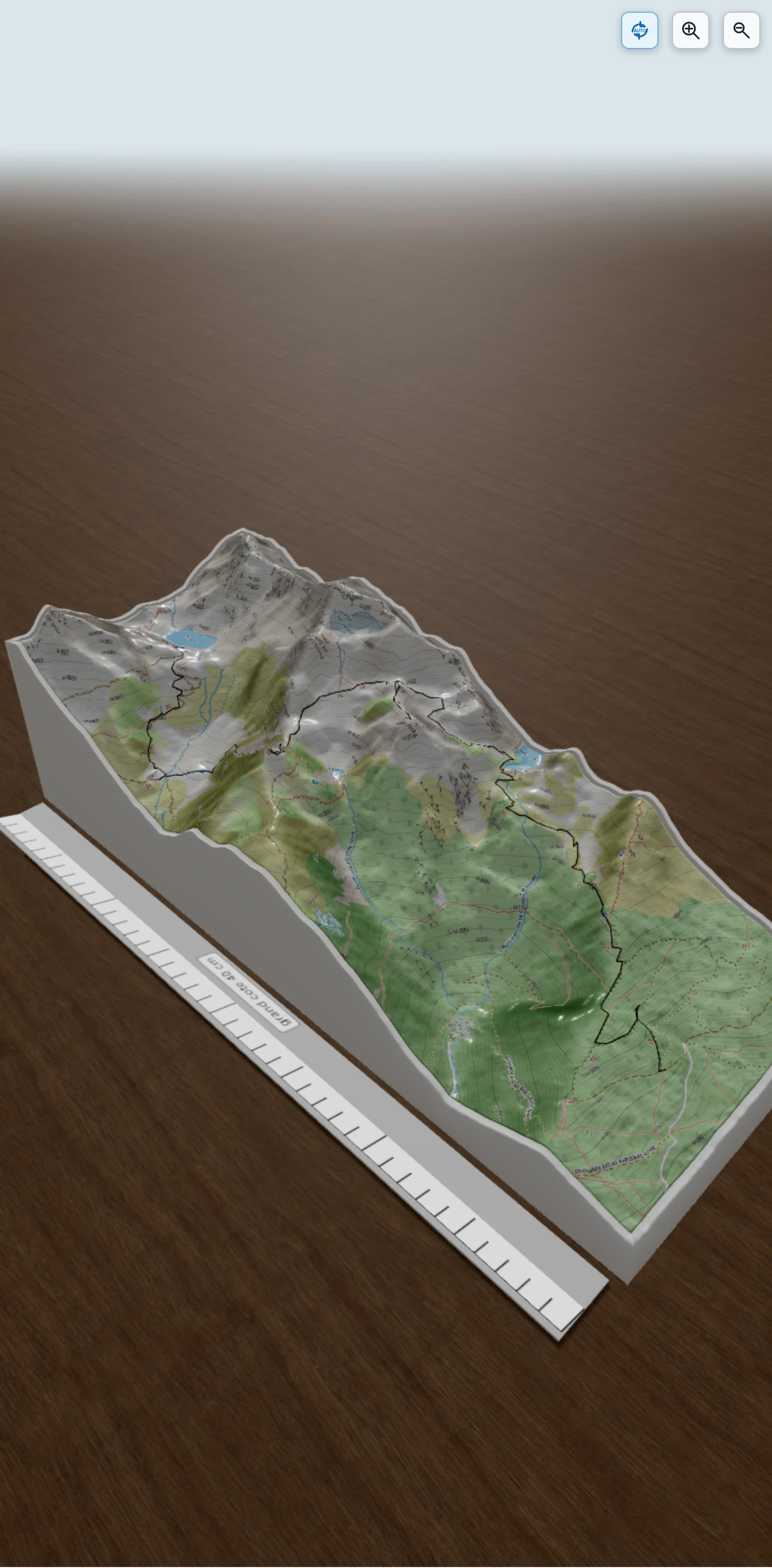 Carte en relief 3D de Belledonne, avec relief topographique
