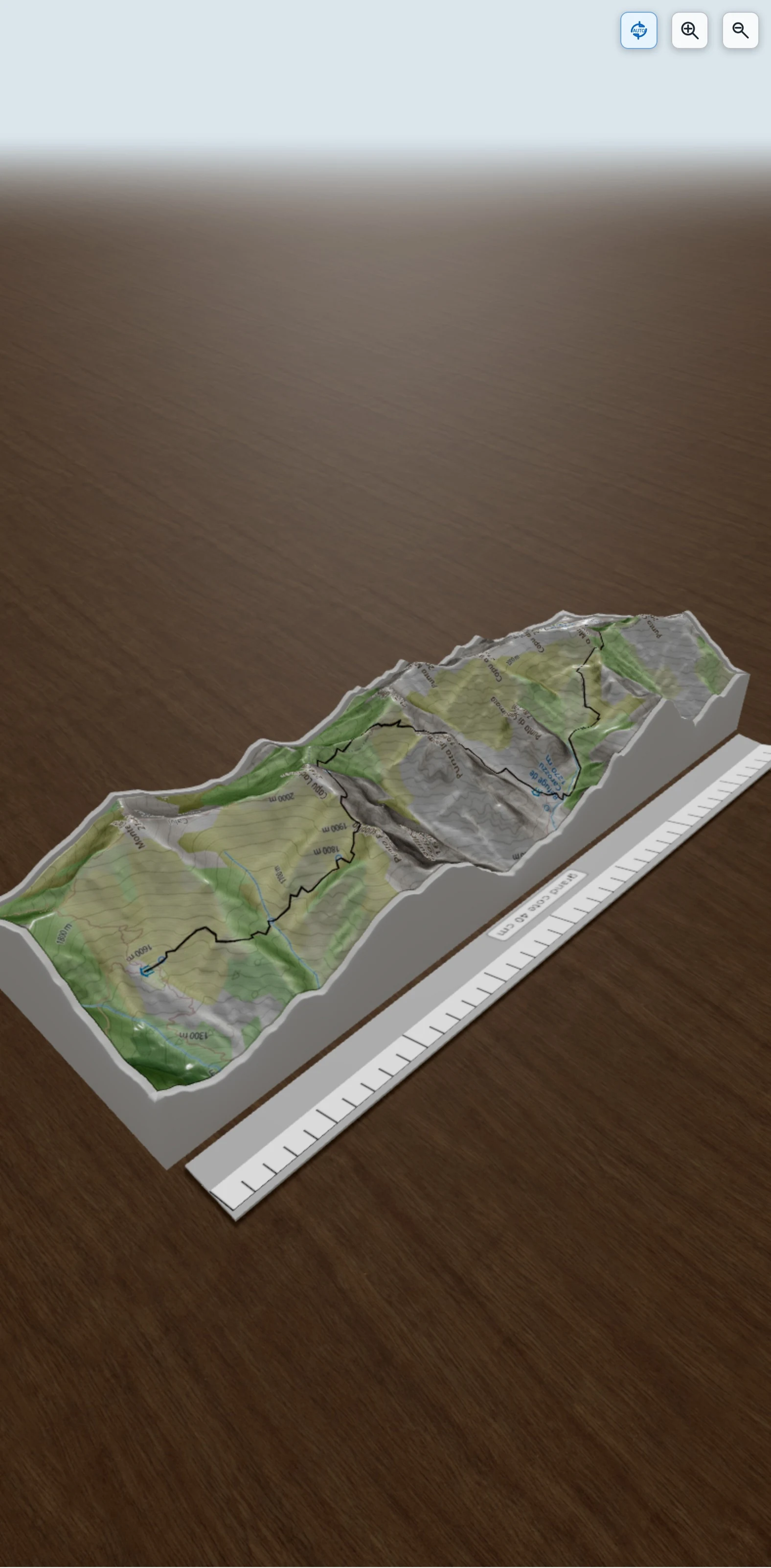 Carte en relief 3D de 2eme etape GR20, avec relief topographique