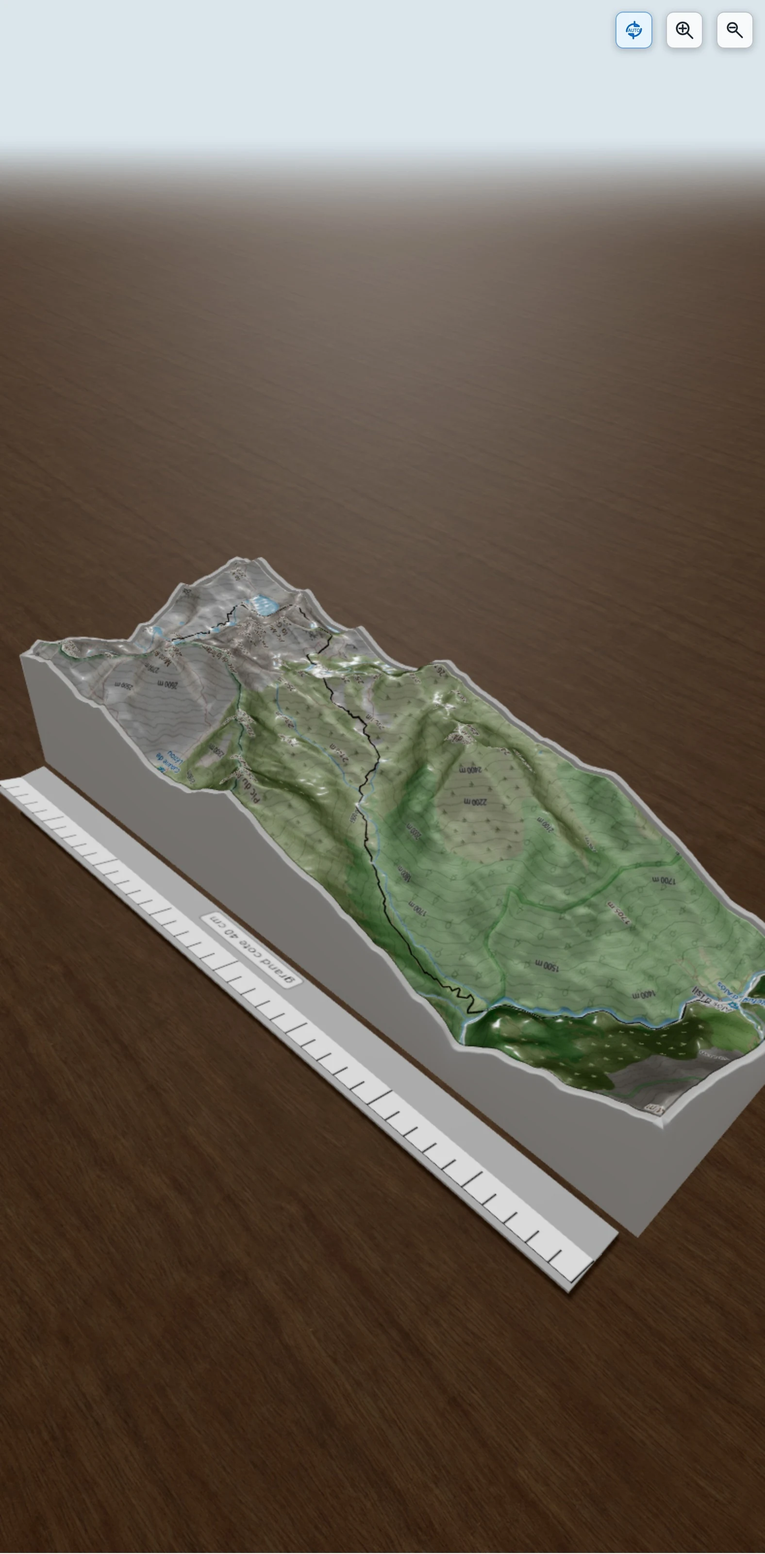 Carte en relief 3D de 30eme étape Alos d'Isil - cabane Enric Pujoj ou du Mt Rouch, avec relief topographique