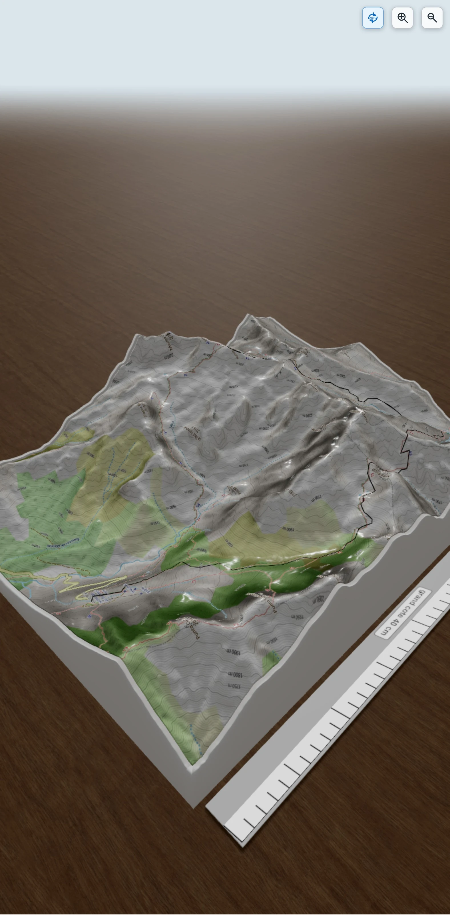 Carte en relief 3D de 3eme etape GR20, avec relief topographique