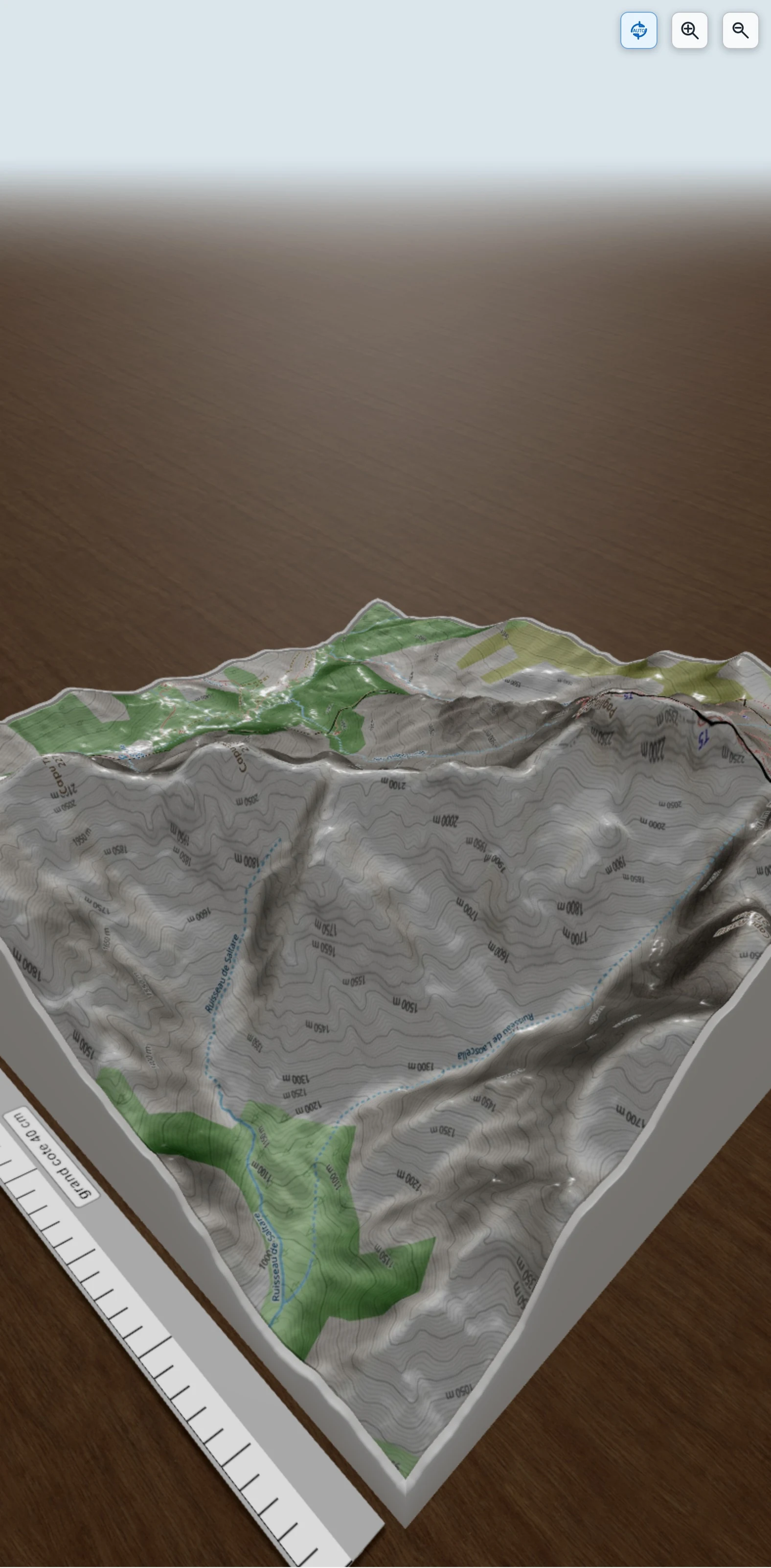 Carte en relief 3D de 4eme etape GR20, avec relief topographique