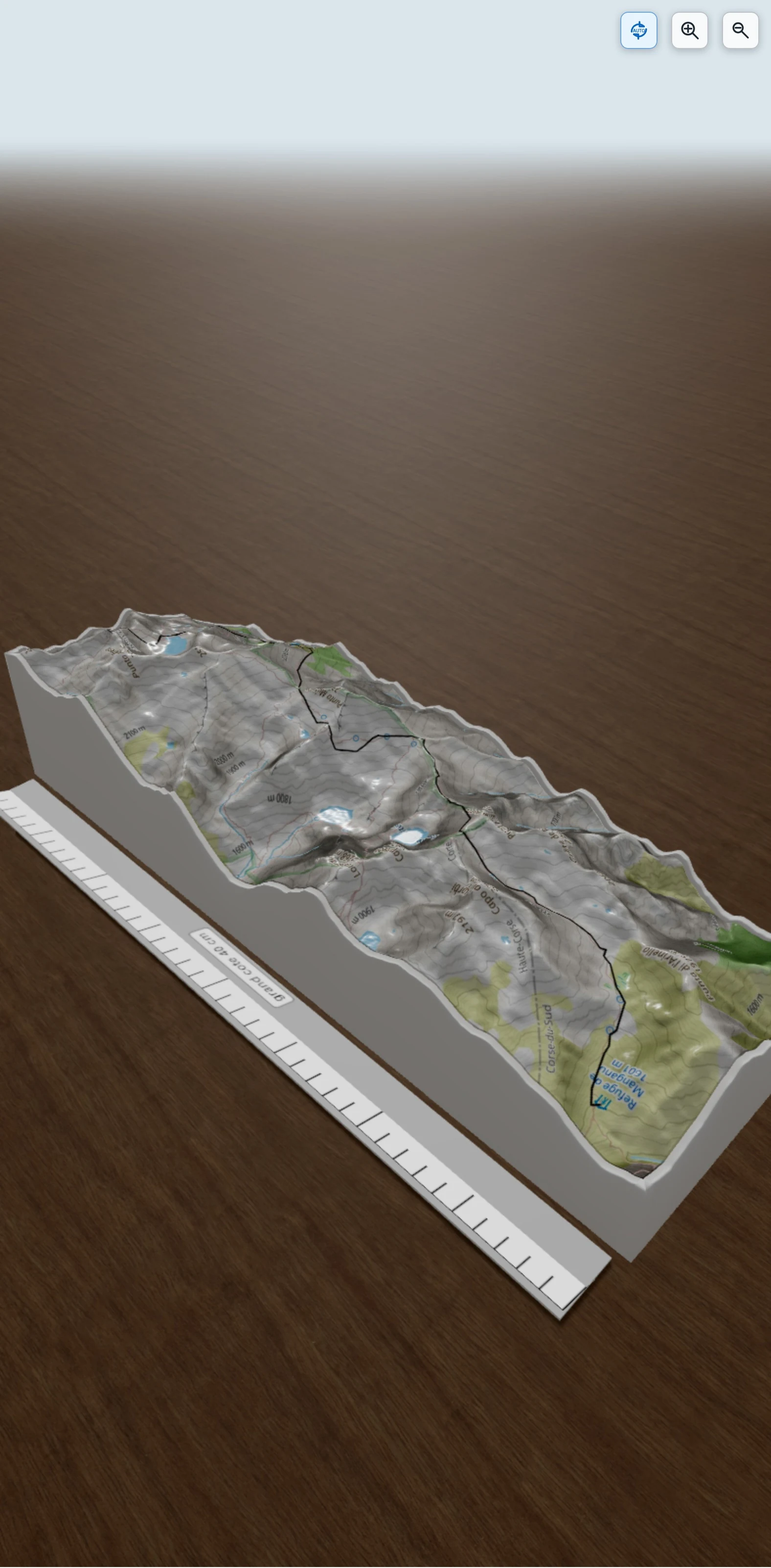 Carte en relief 3D de 6eme etape GR20, avec relief topographique