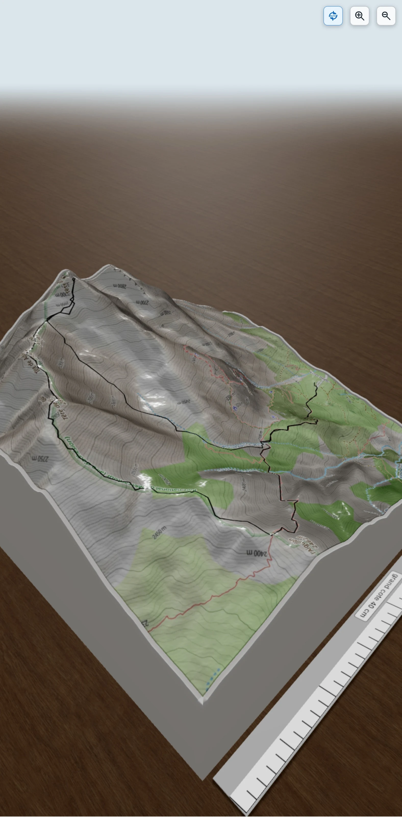 Carte en relief 3D de Tête de la Courbe, avec relief topographique