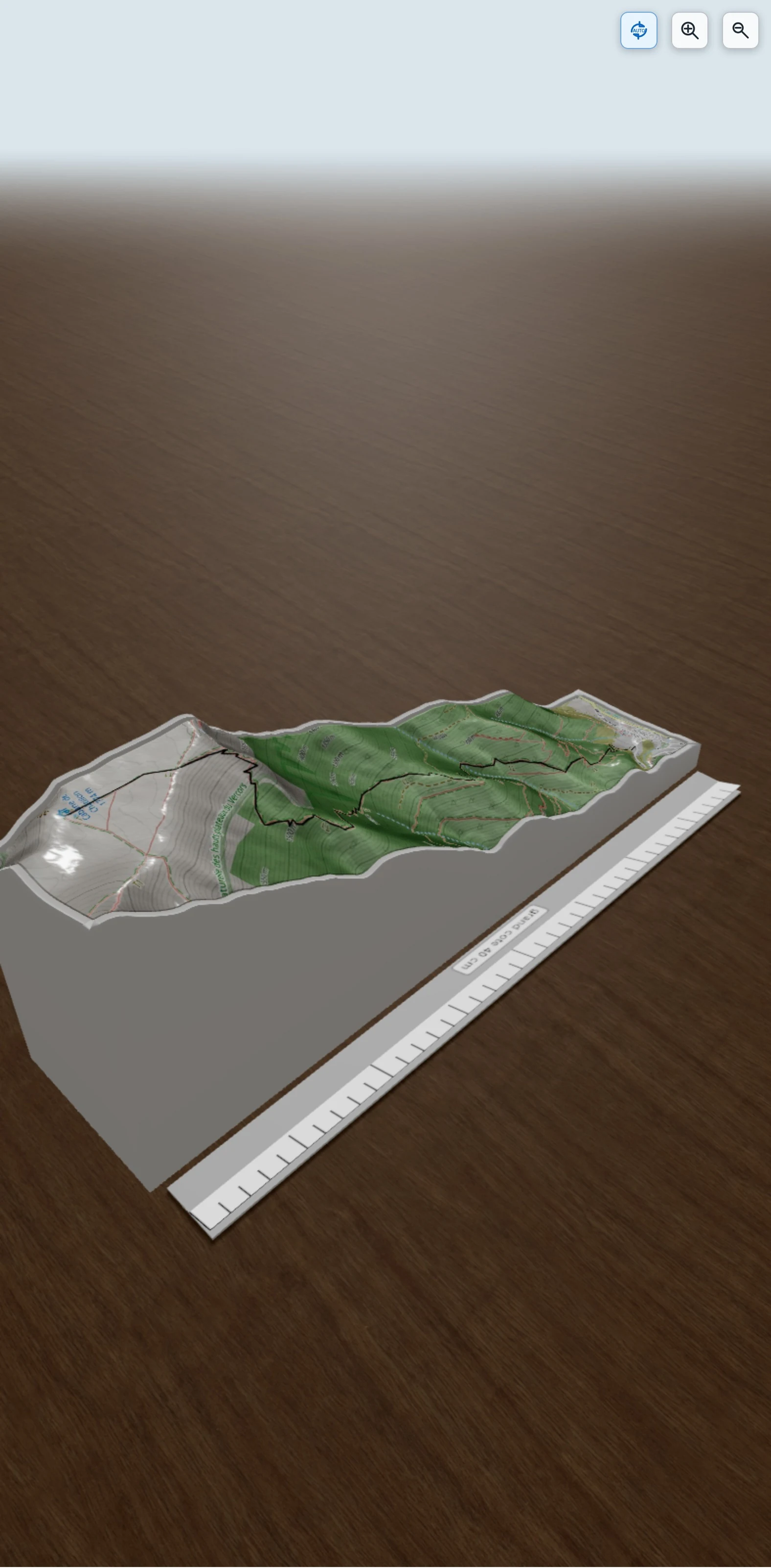 Carte en relief 3D de acces pédestre cabane de chatillon, avec relief topographique