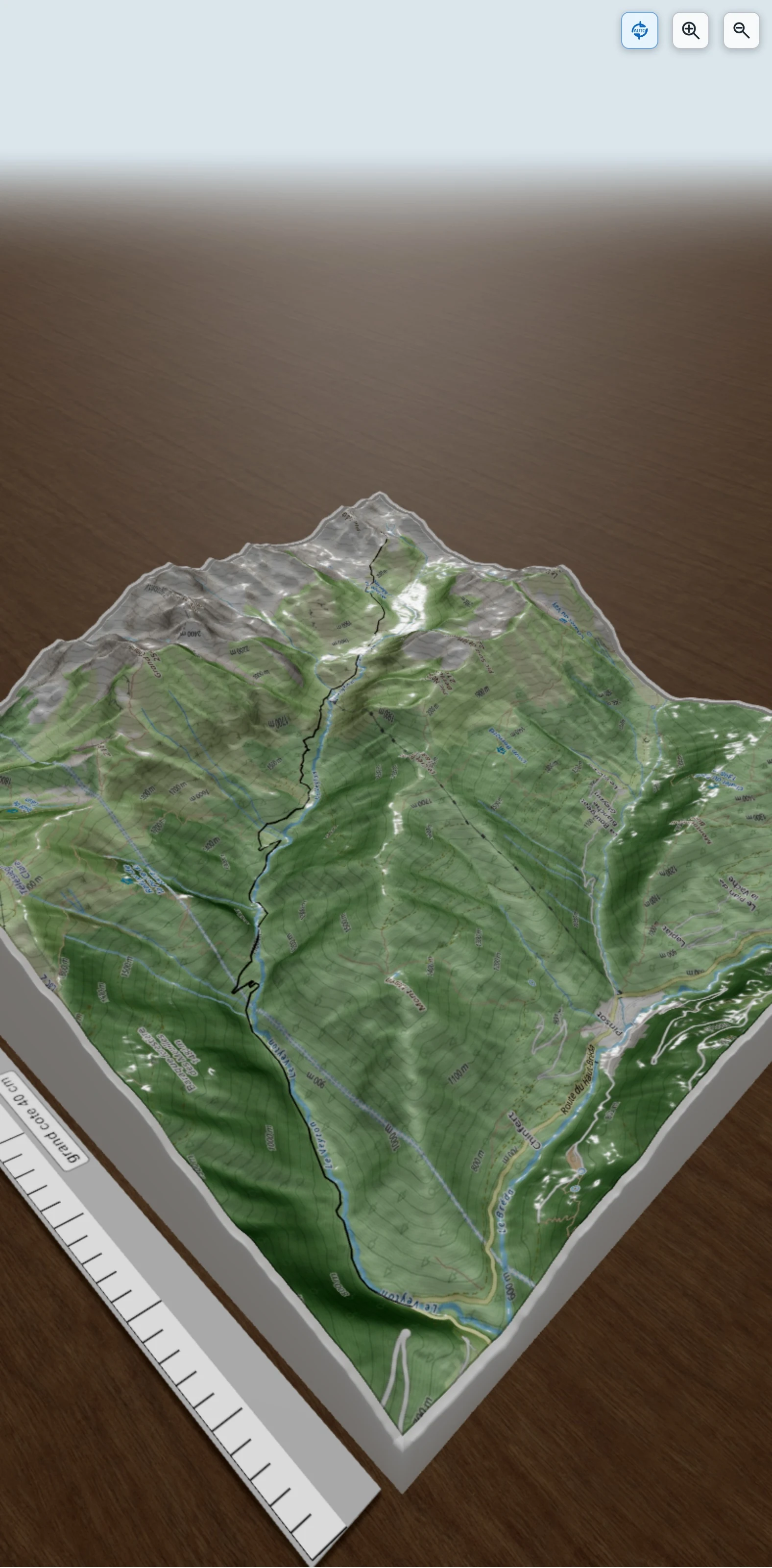 Carte en relief 3D de Accés Refuge Merlet et lac de la Colombière, avec relief topographique