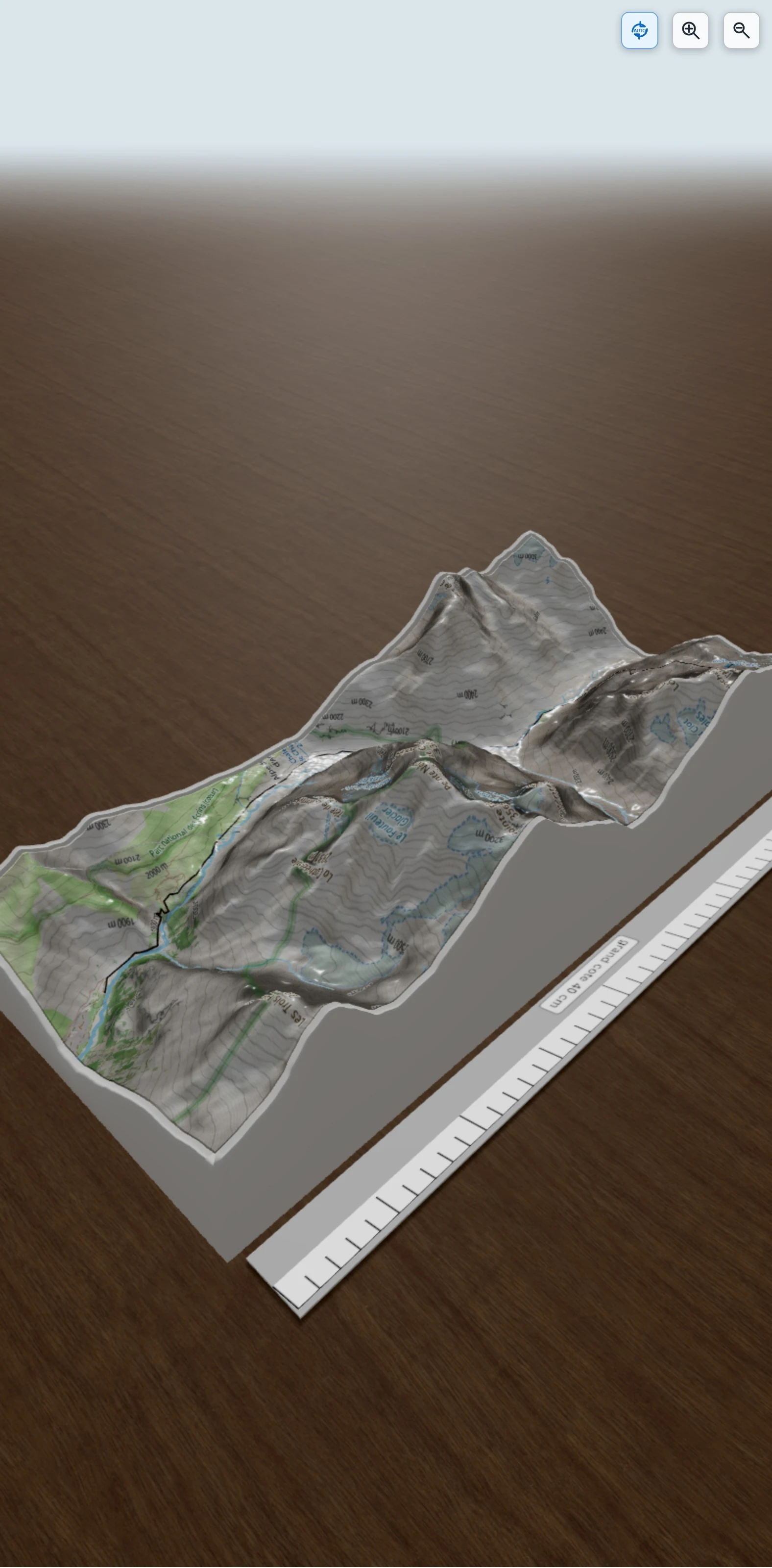 Carte en relief 3D de Adèle Planchard depuis le pas de l'Ane, avec relief topographique