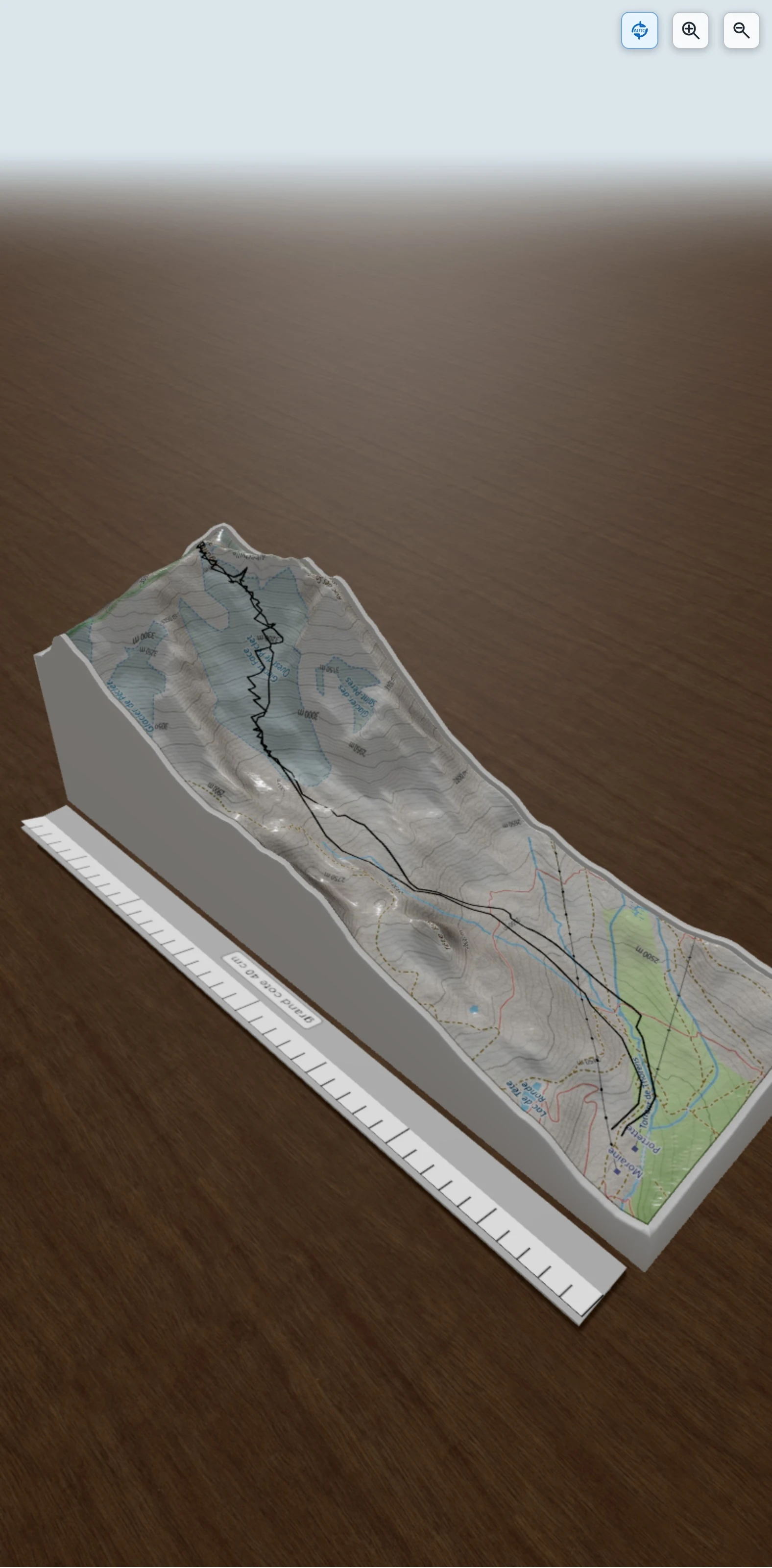 Carte en relief 3D de Aiguille de Peclet, avec relief topographique