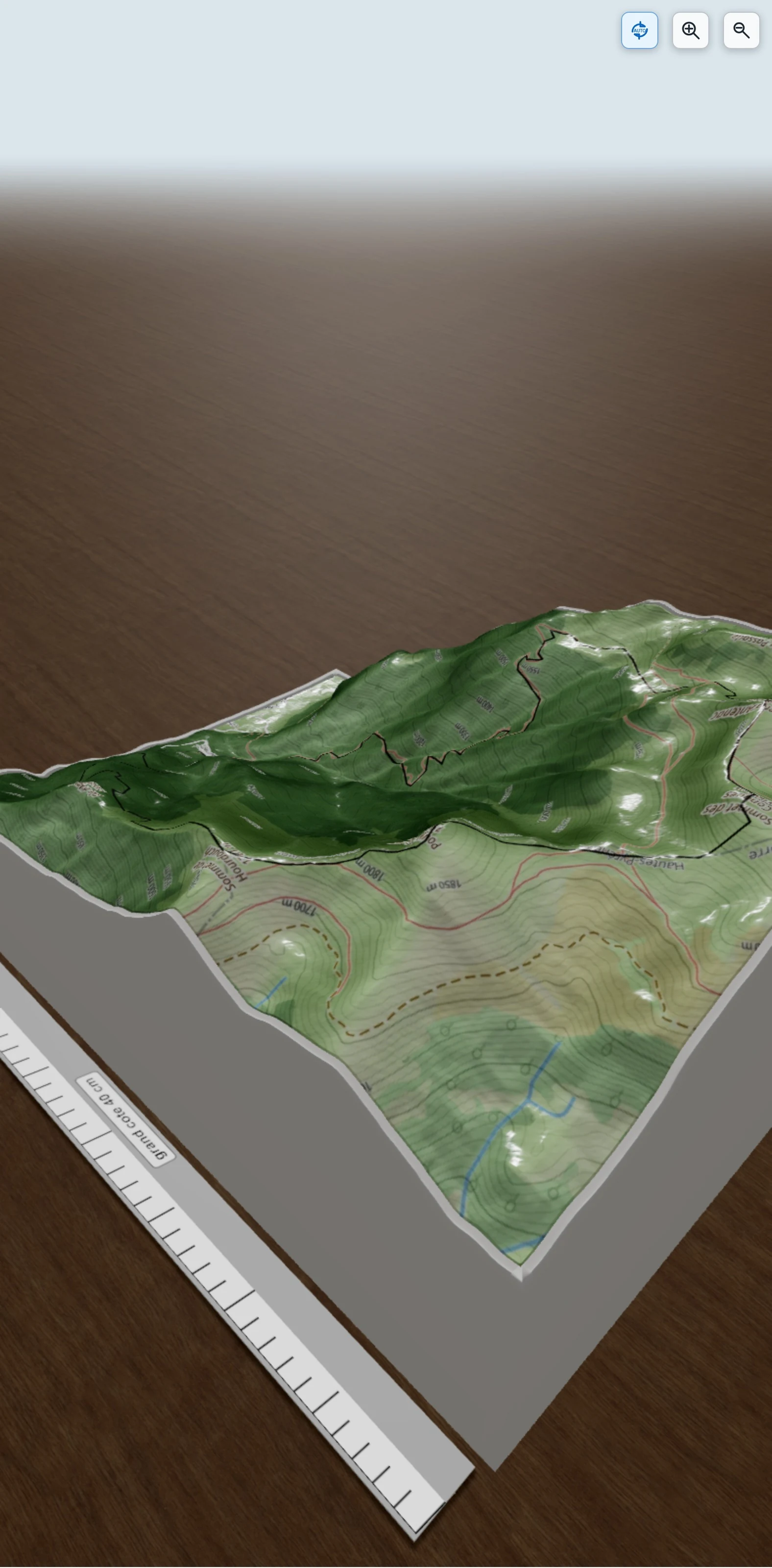 Carte en relief 3D de rando antenac, avec relief topographique