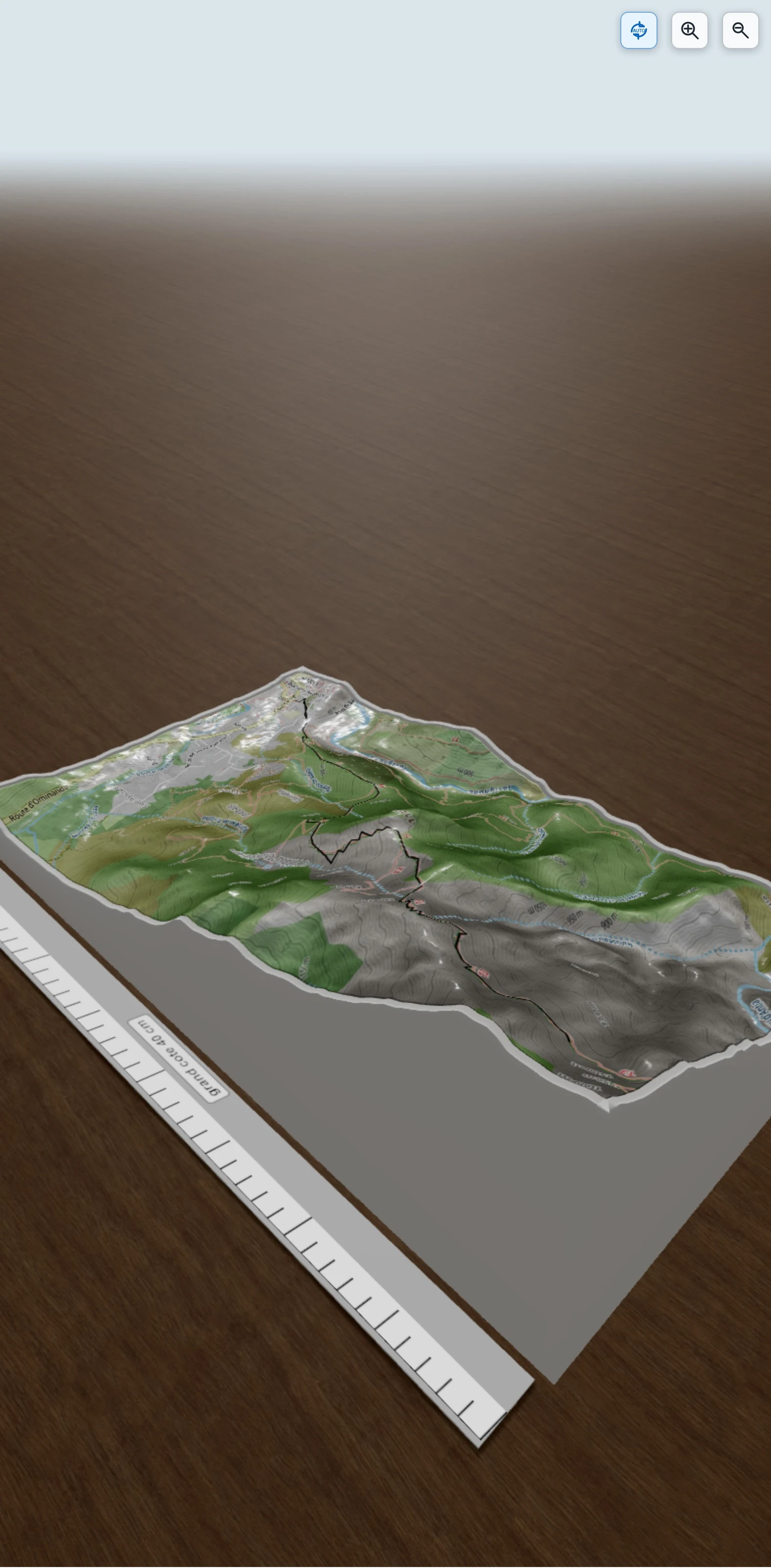 Carte en relief 3D de Arche de corté, avec relief topographique