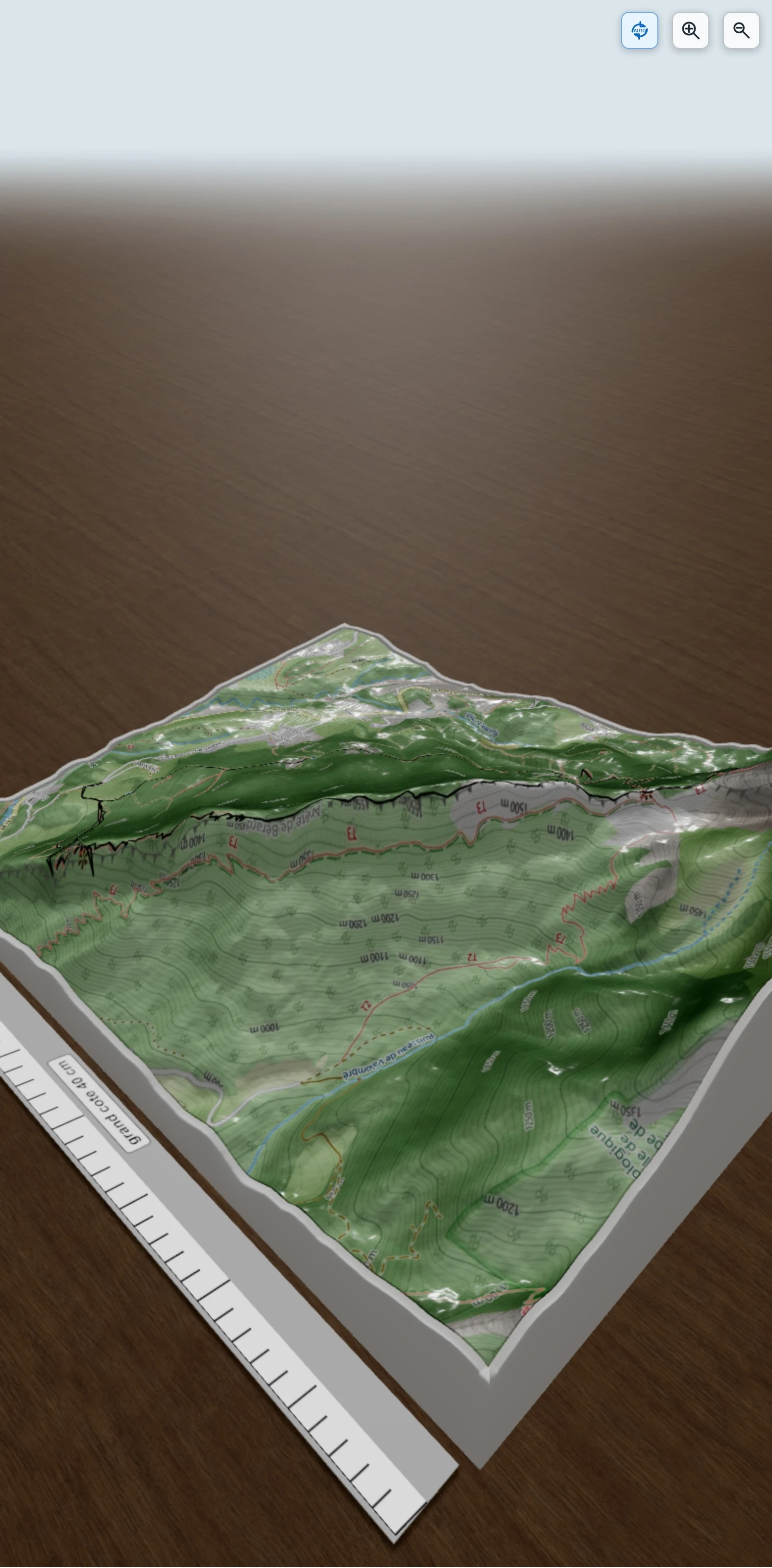 Carte en relief 3D de Arête de Bérard et dalles du Charmant Som, avec relief topographique
