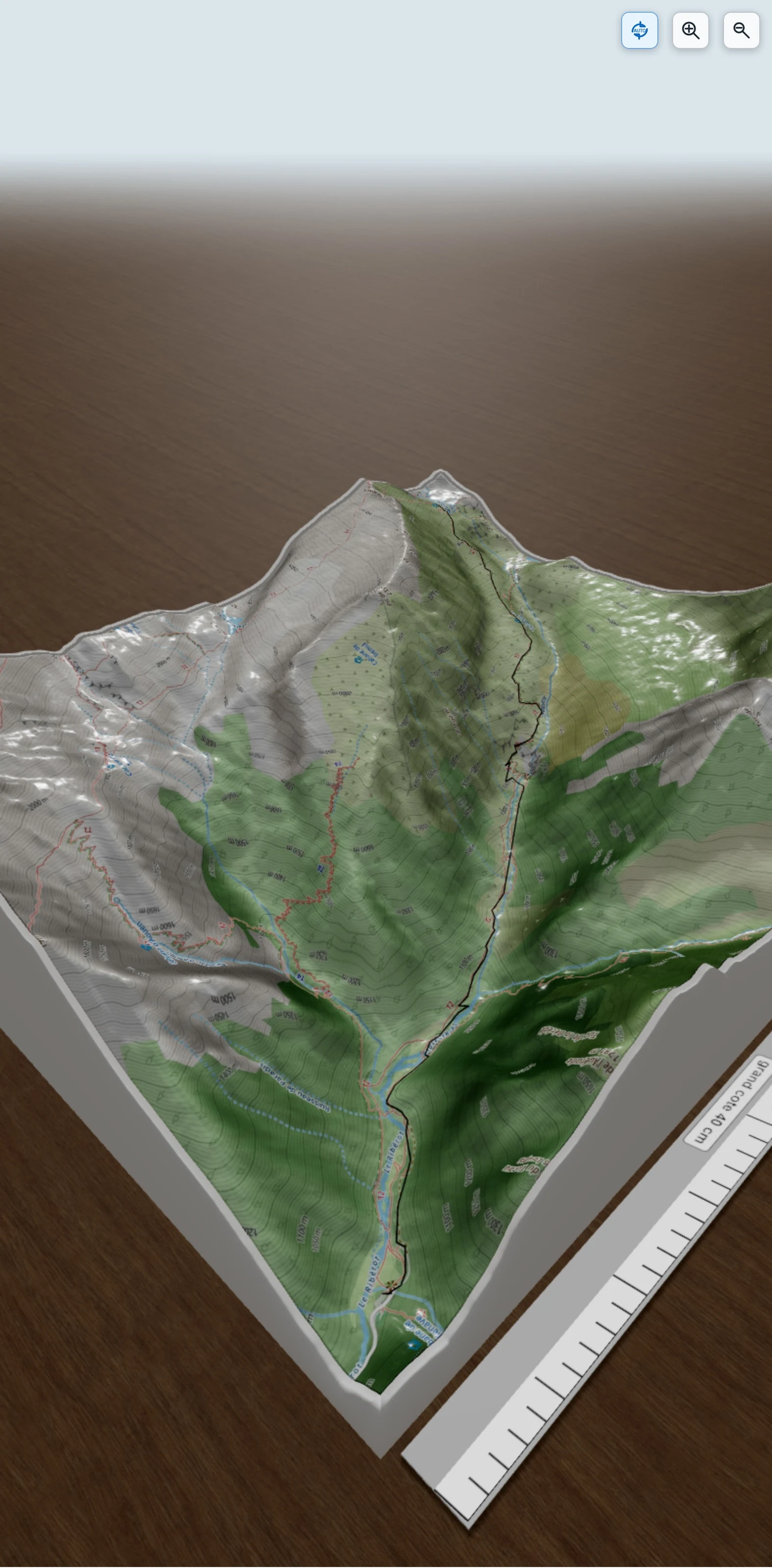 Carte en relief 3D de Ariège - Pic du Mt VALIER 1, avec relief topographique