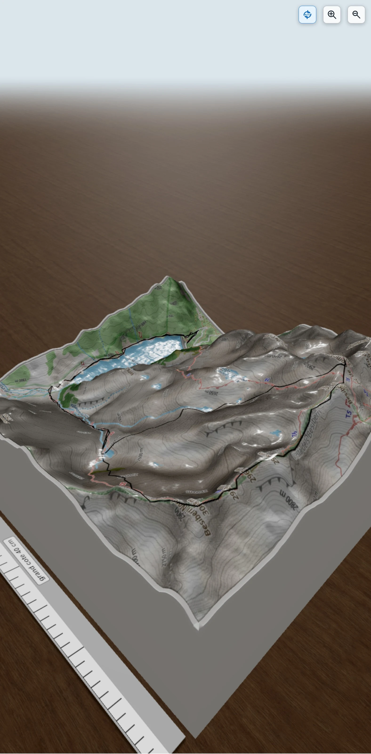 Carte en relief 3D de Arrête Besiberris/Comaloforno, avec relief topographique