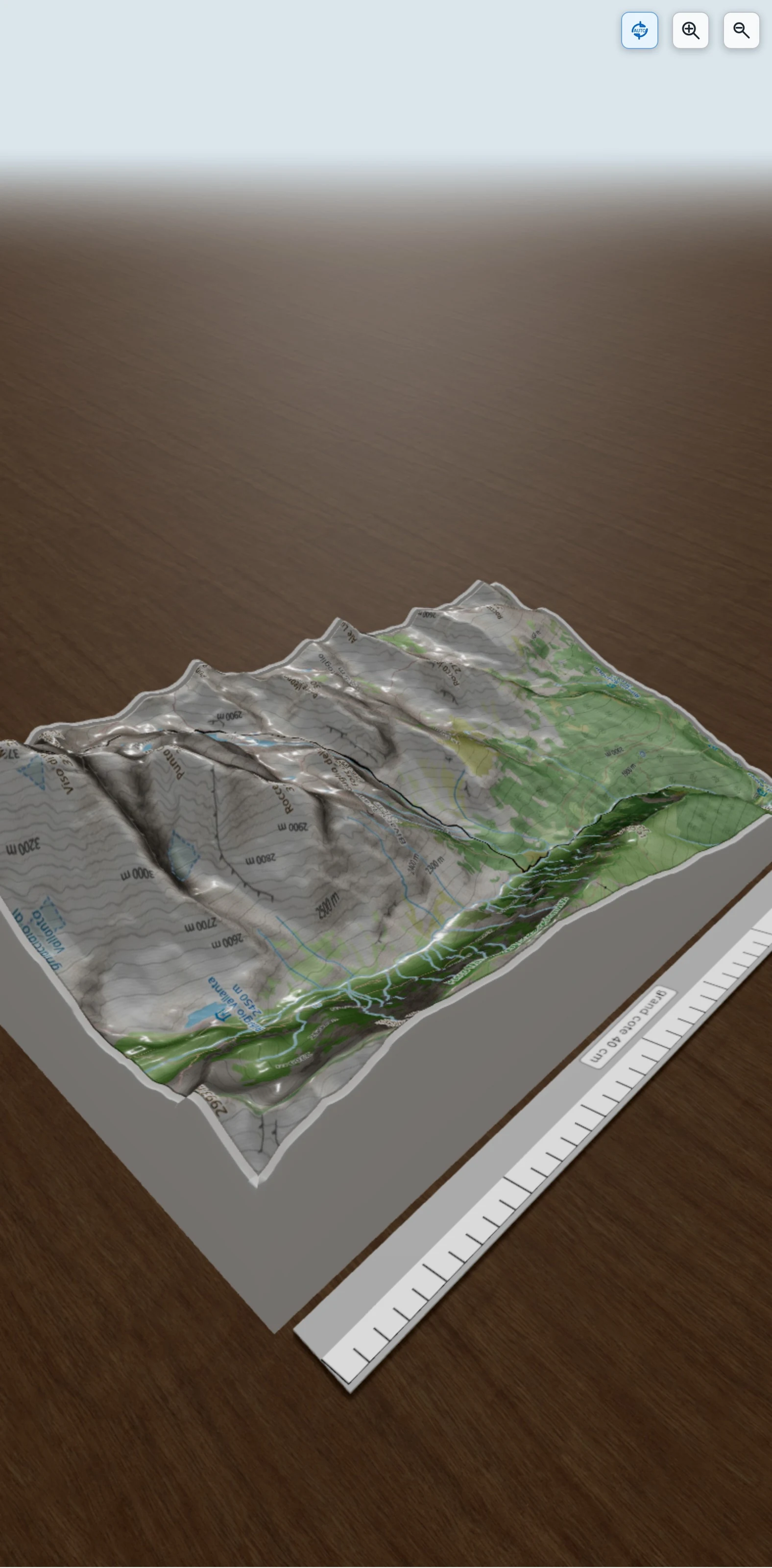 Carte en relief 3D de ascension mont Viso, avec relief topographique