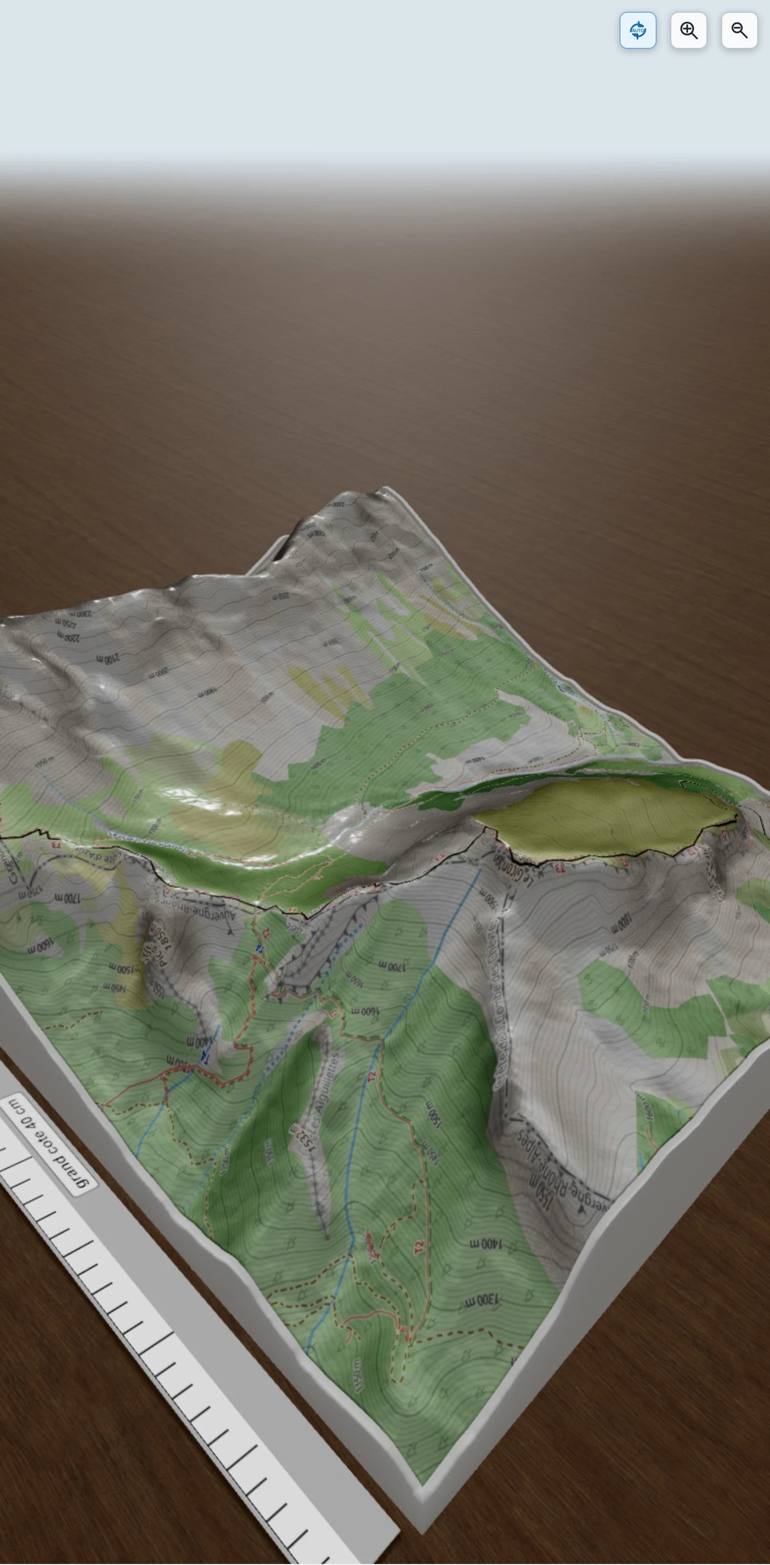 Carte en relief 3D de Ascension pic Piereroux, avec relief topographique