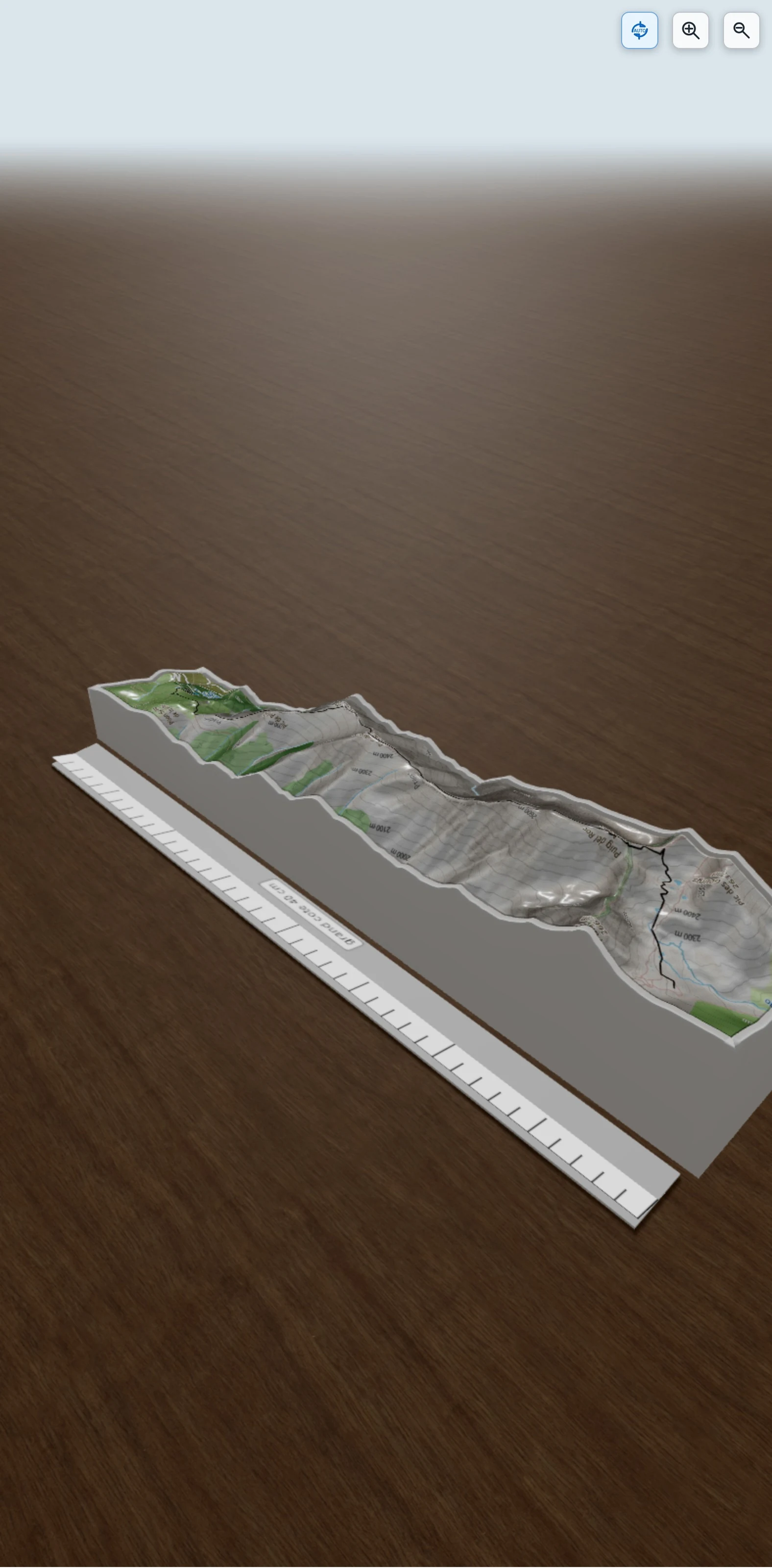 Carte en relief 3D de Batere - Canigou - etape 1, avec relief topographique