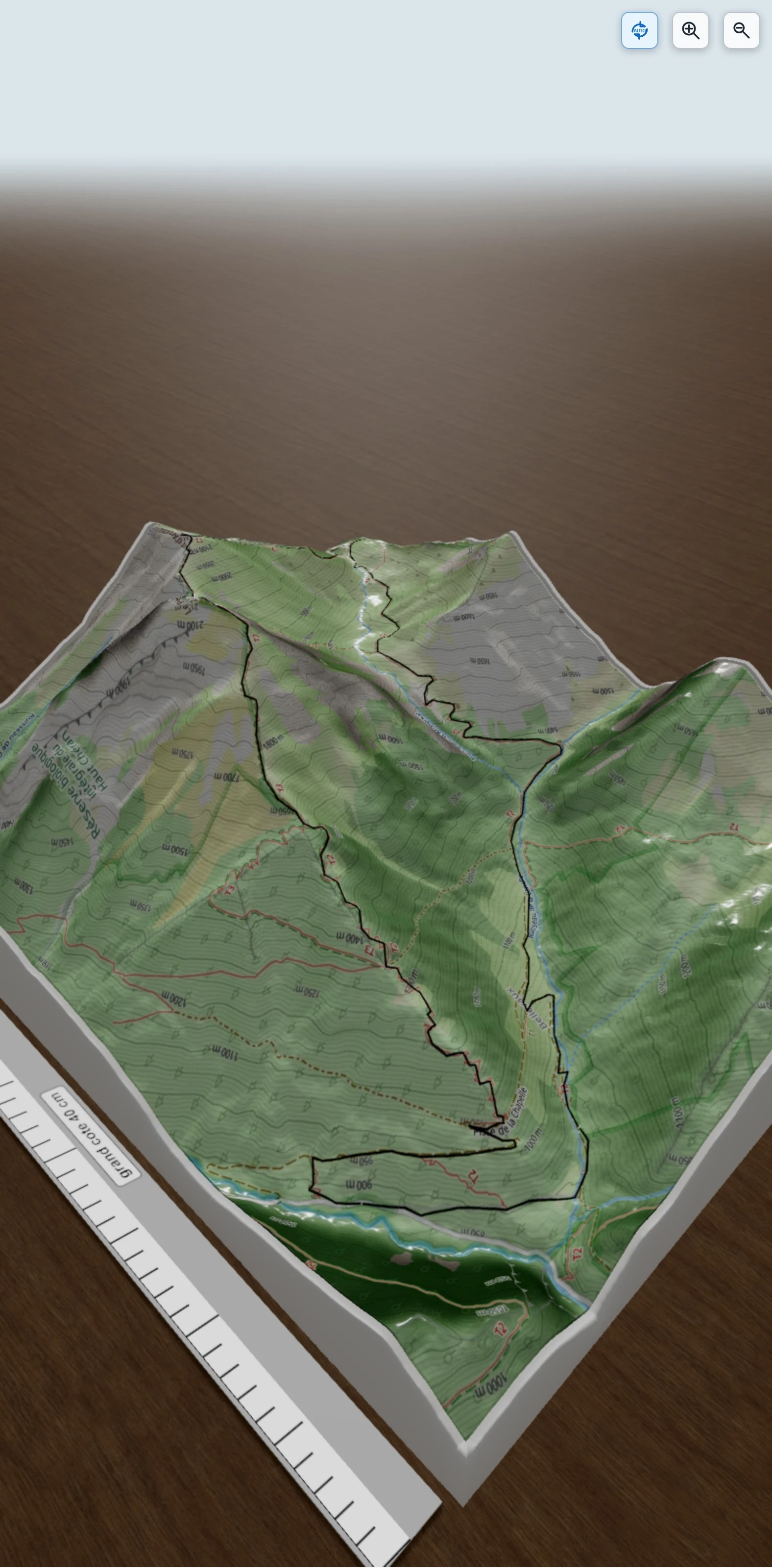 Carte en relief 3D de bauges - pecloz armenaz, avec relief topographique