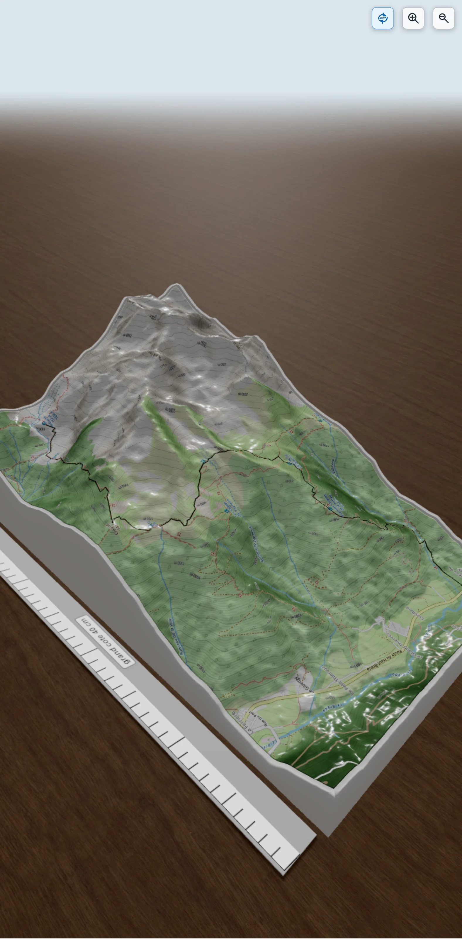 Carte en relief 3D de [Belledonne] Curtillard - Refuge de L'Oule, avec relief topographique