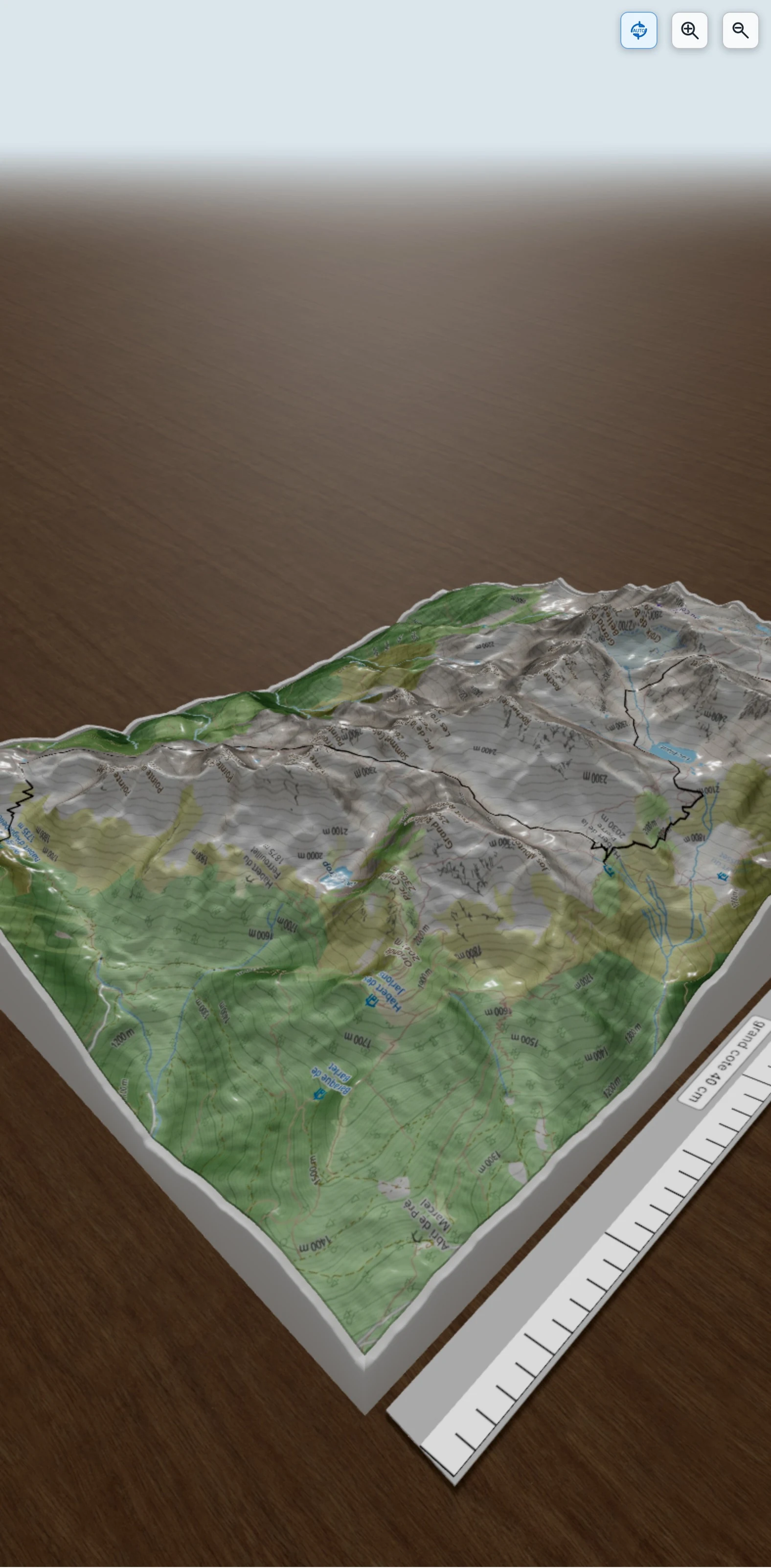 Carte en relief 3D de Belledonne J6 alternative, avec relief topographique