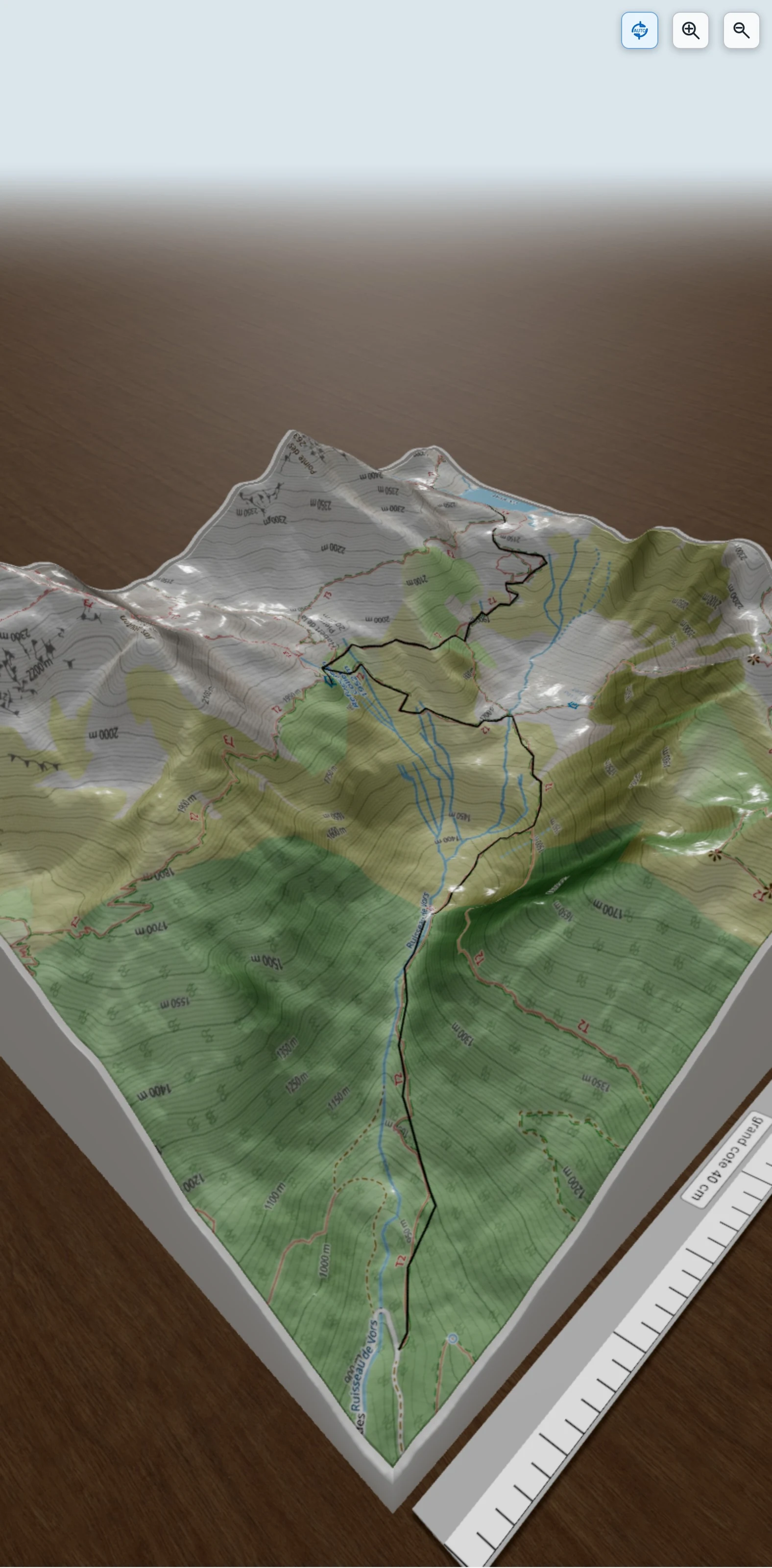 Carte en relief 3D de [Belledonne] La Gorge - Lac blanc par refuge Collet, avec relief topographique