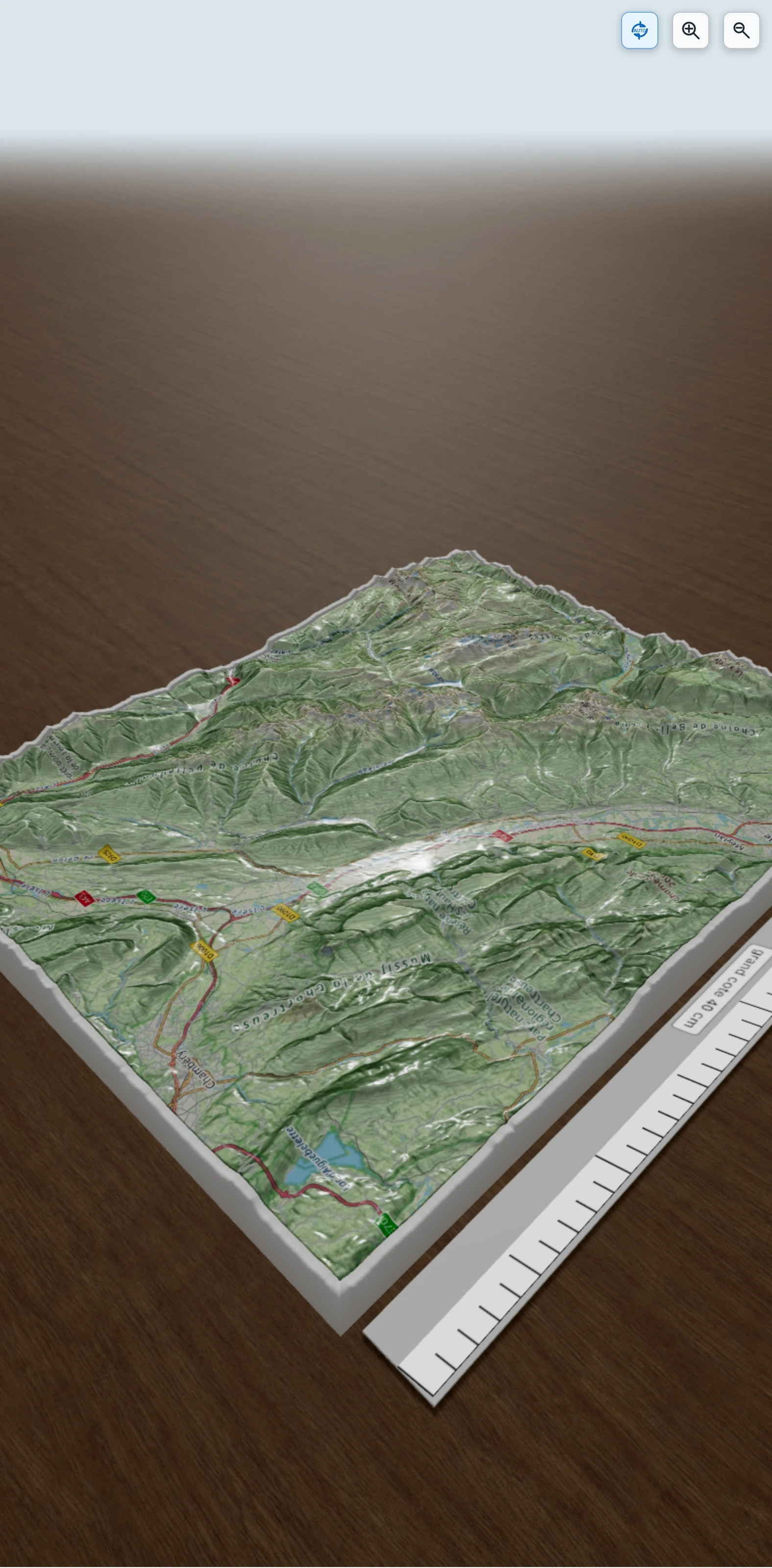 Carte en relief 3D de la traversée haute de Belledonne, avec relief topographique