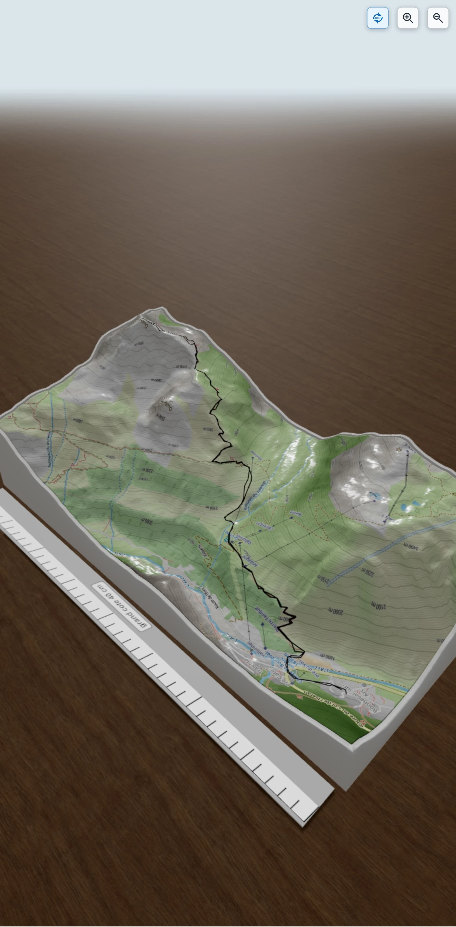 Carte en relief 3D de Bonneval sur arc / Ouille du midi, avec relief topographique