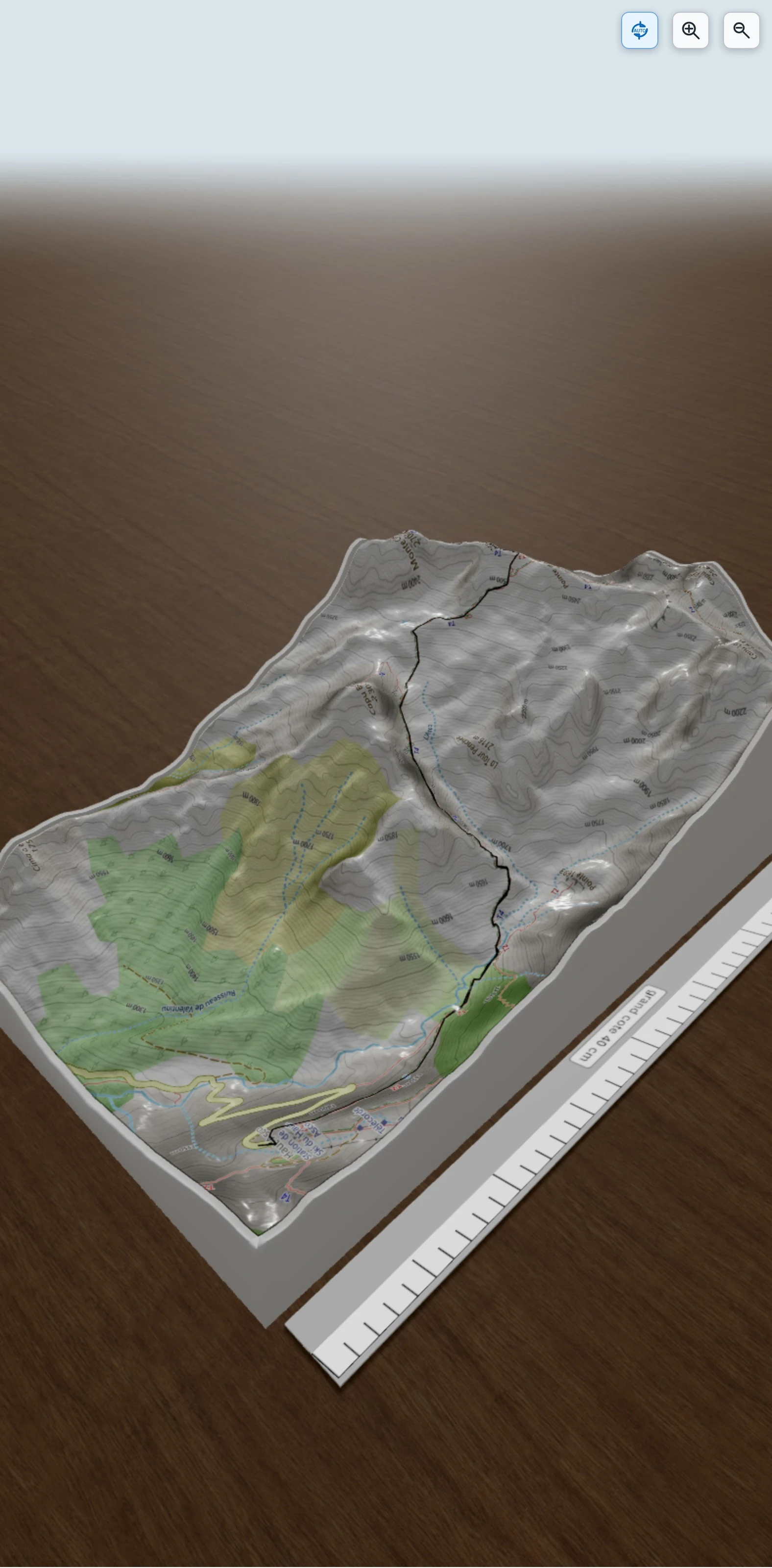 Carte en relief 3D de Boucle Asco, Capu Barbo, Monte Cinto, Lac du Cinto, avec relief topographique