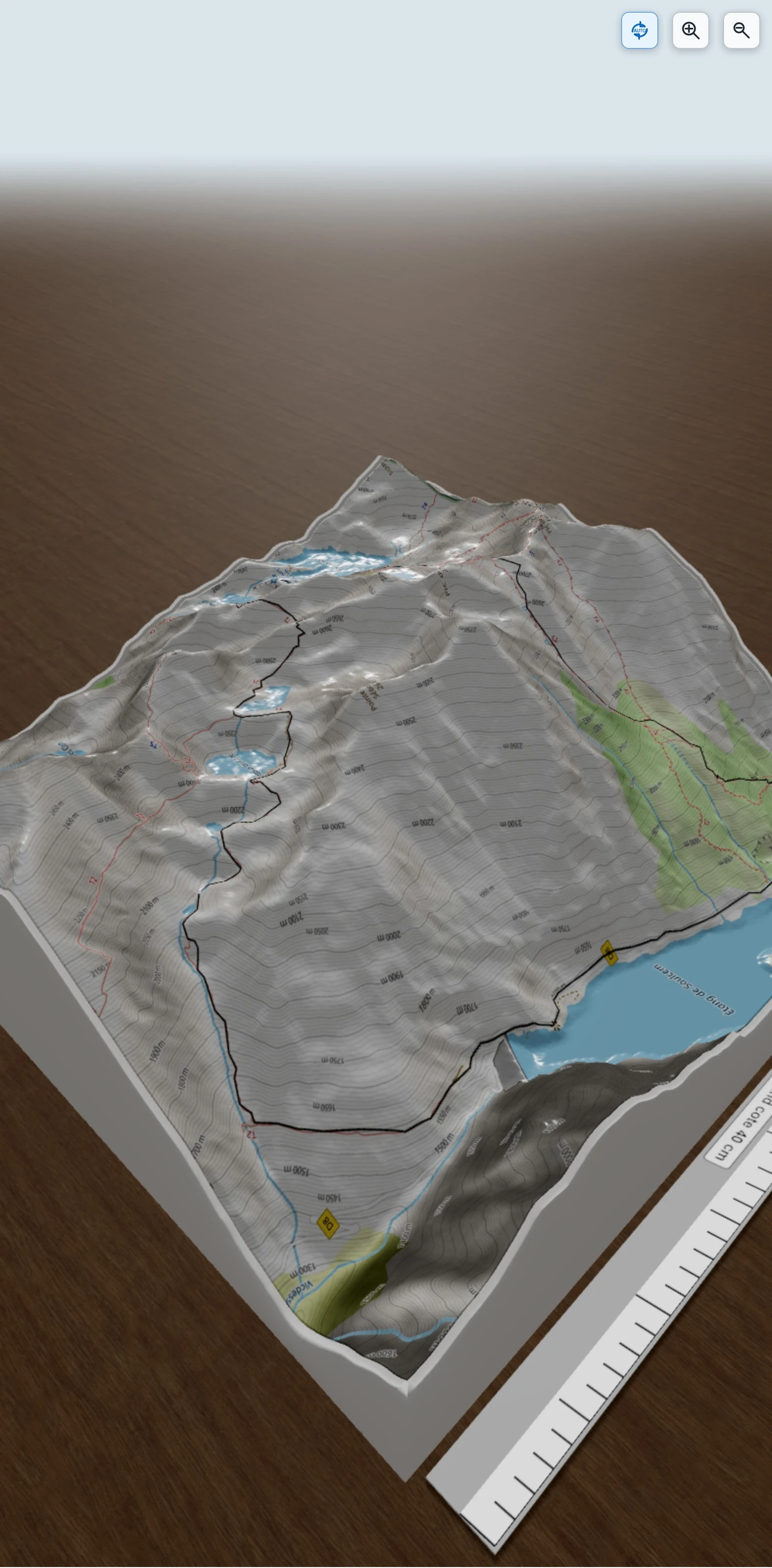 Carte en relief 3D de Boucle étang de Soulcem - refuge du Fourcat - 15 km / 1100 m D+, avec relief topographique