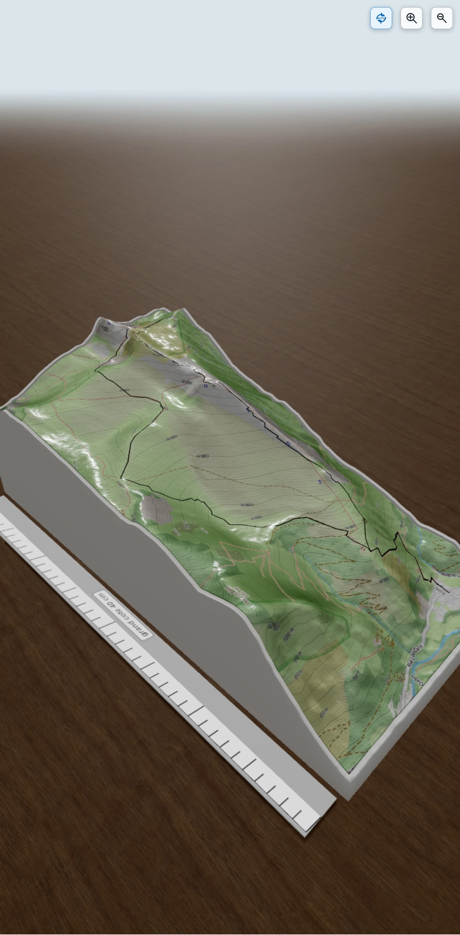 Carte en relief 3D de boucle par les crêtes de Coos et de Guttéres, avec relief topographique