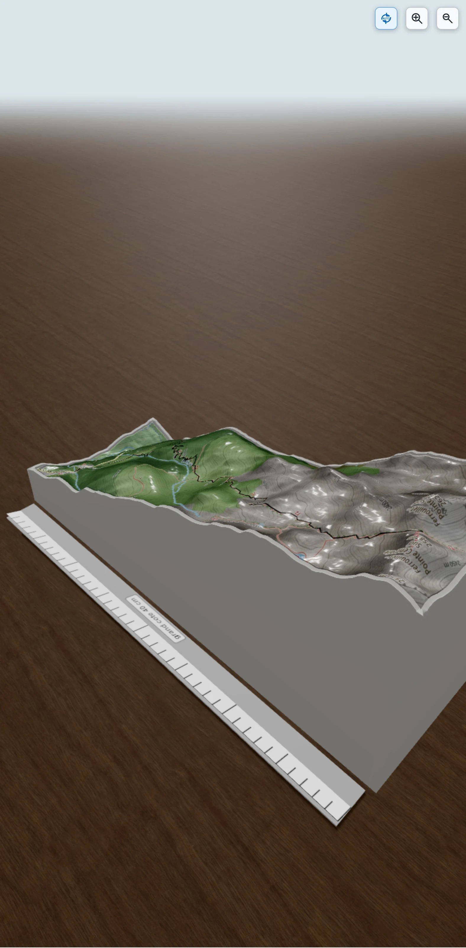 Carte en relief 3D de Brèche de la roche fendue, avec relief topographique