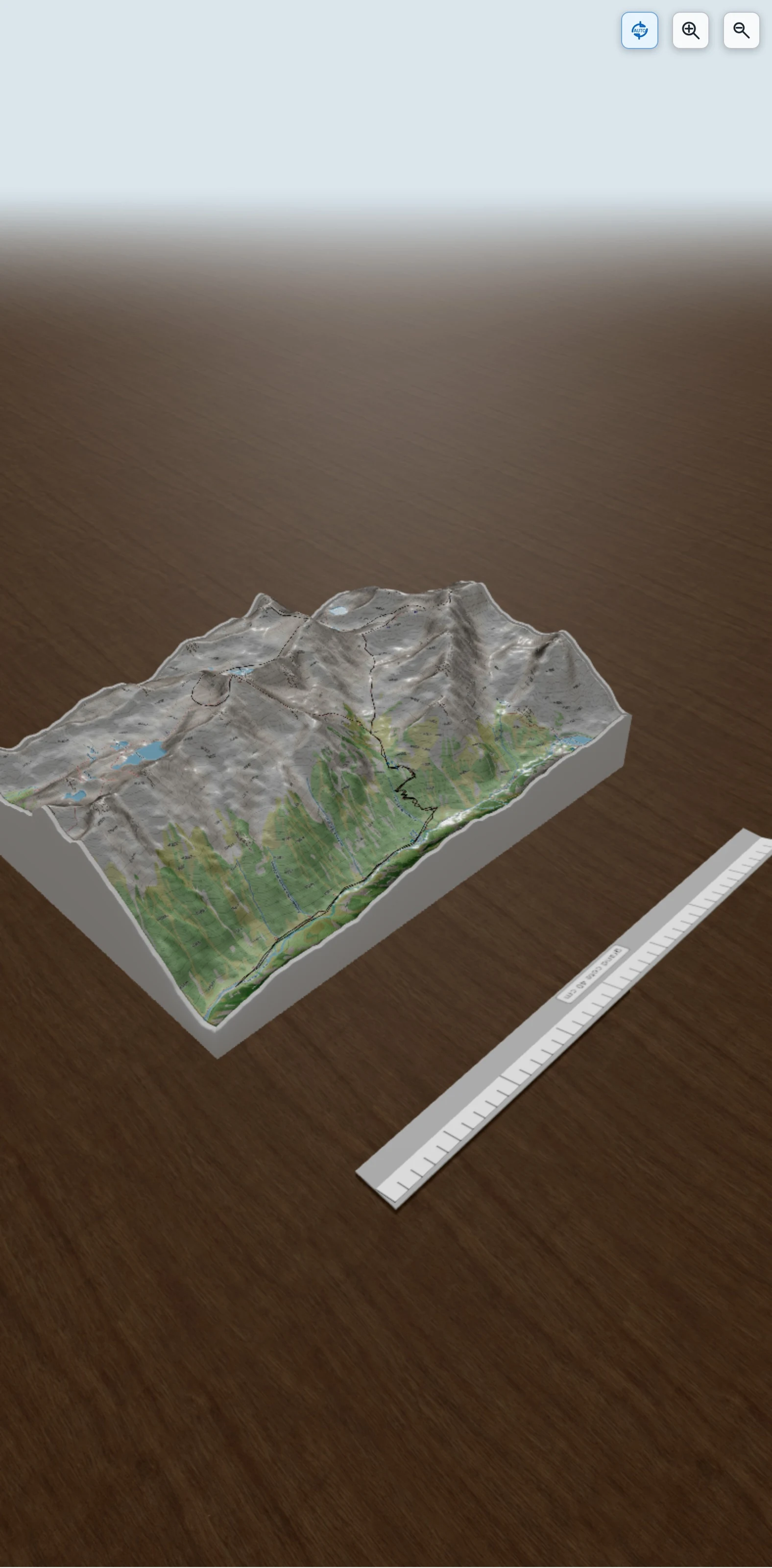 Carte en relief 3D de Cestrède (2904m) - Ardiden (2988m) depuis la Fruitière, avec relief topographique