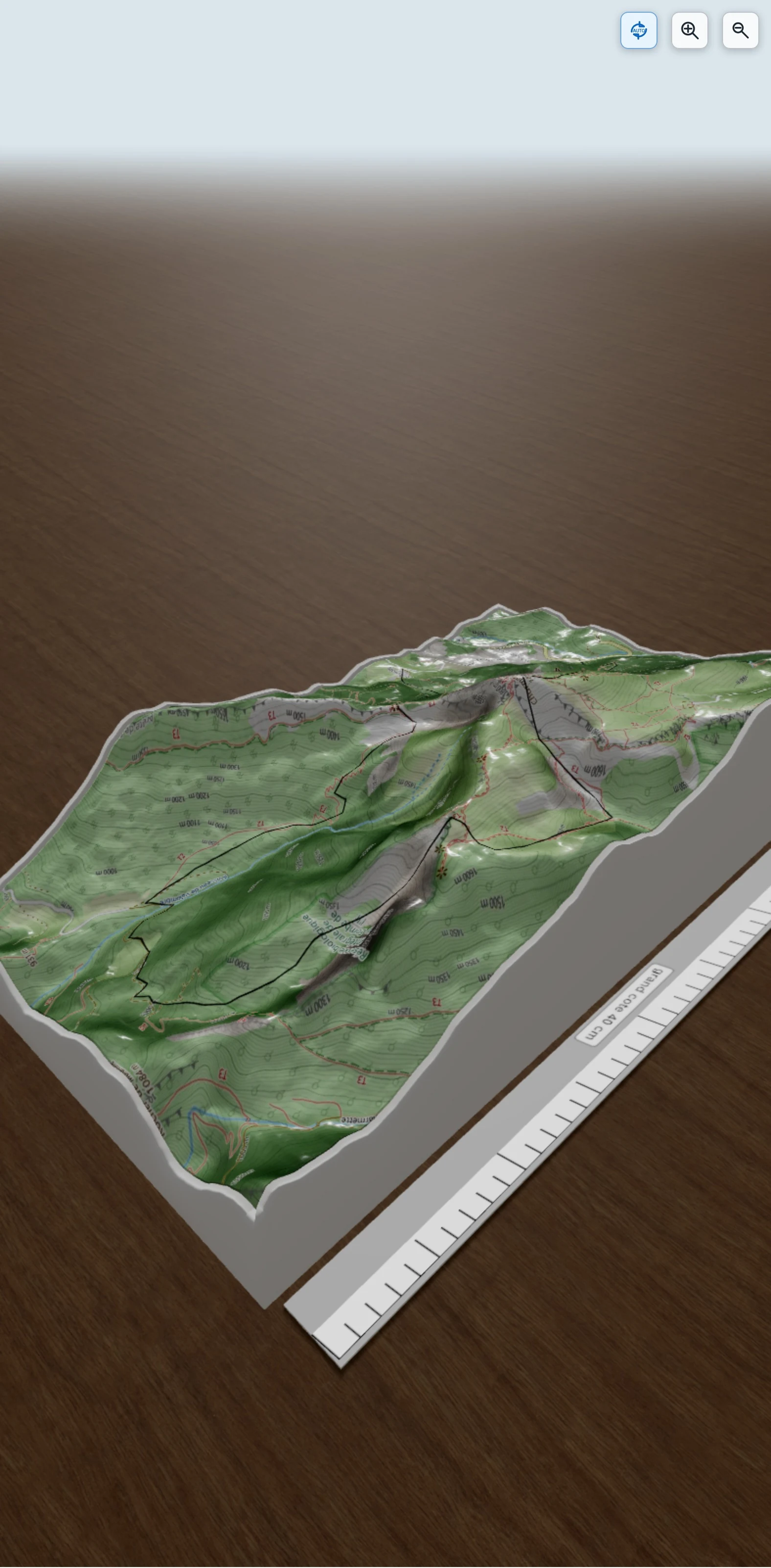 Carte en relief 3D de Chamechine, avec relief topographique