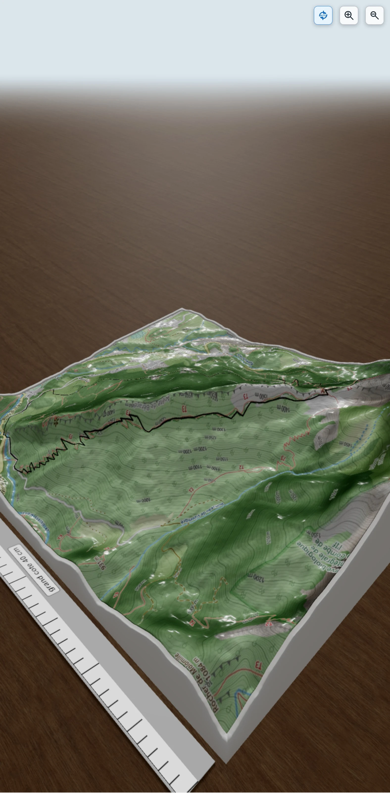 Carte en relief 3D de CHARMANT SOM - PONT VALOMBRE, avec relief topographique