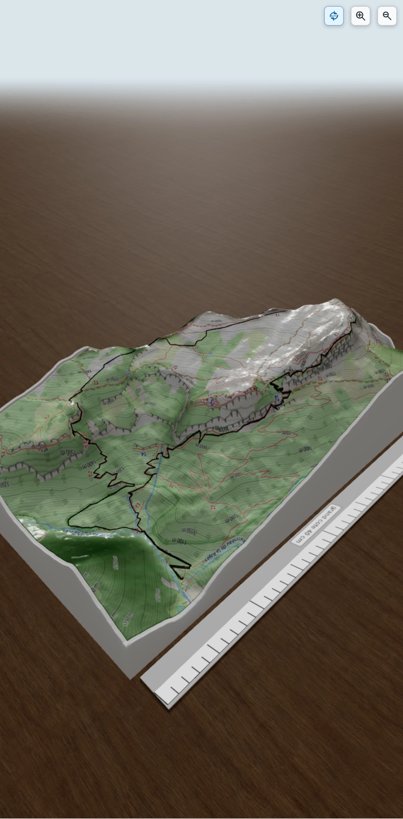 Carte en relief 3D de Chartreuse - Tour de la dent de Crolles par les sangles, avec relief topographique