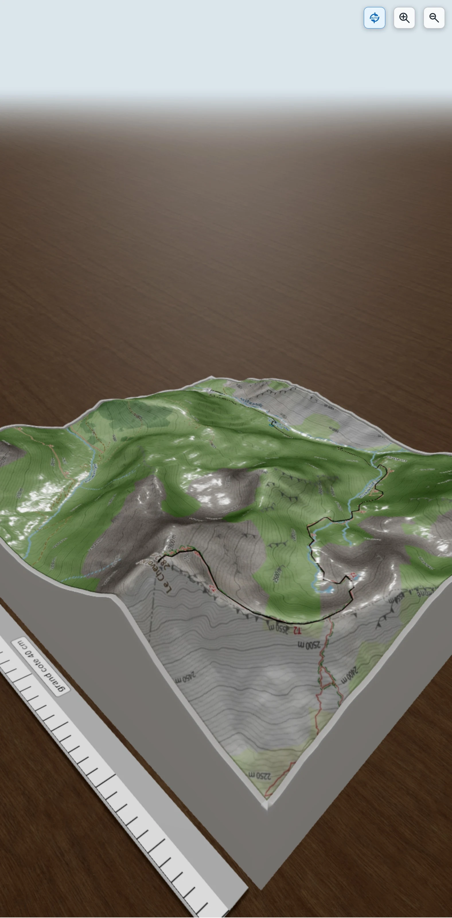 Carte en relief 3D de cheval noir - sauce - saint martin de belleville, avec relief topographique