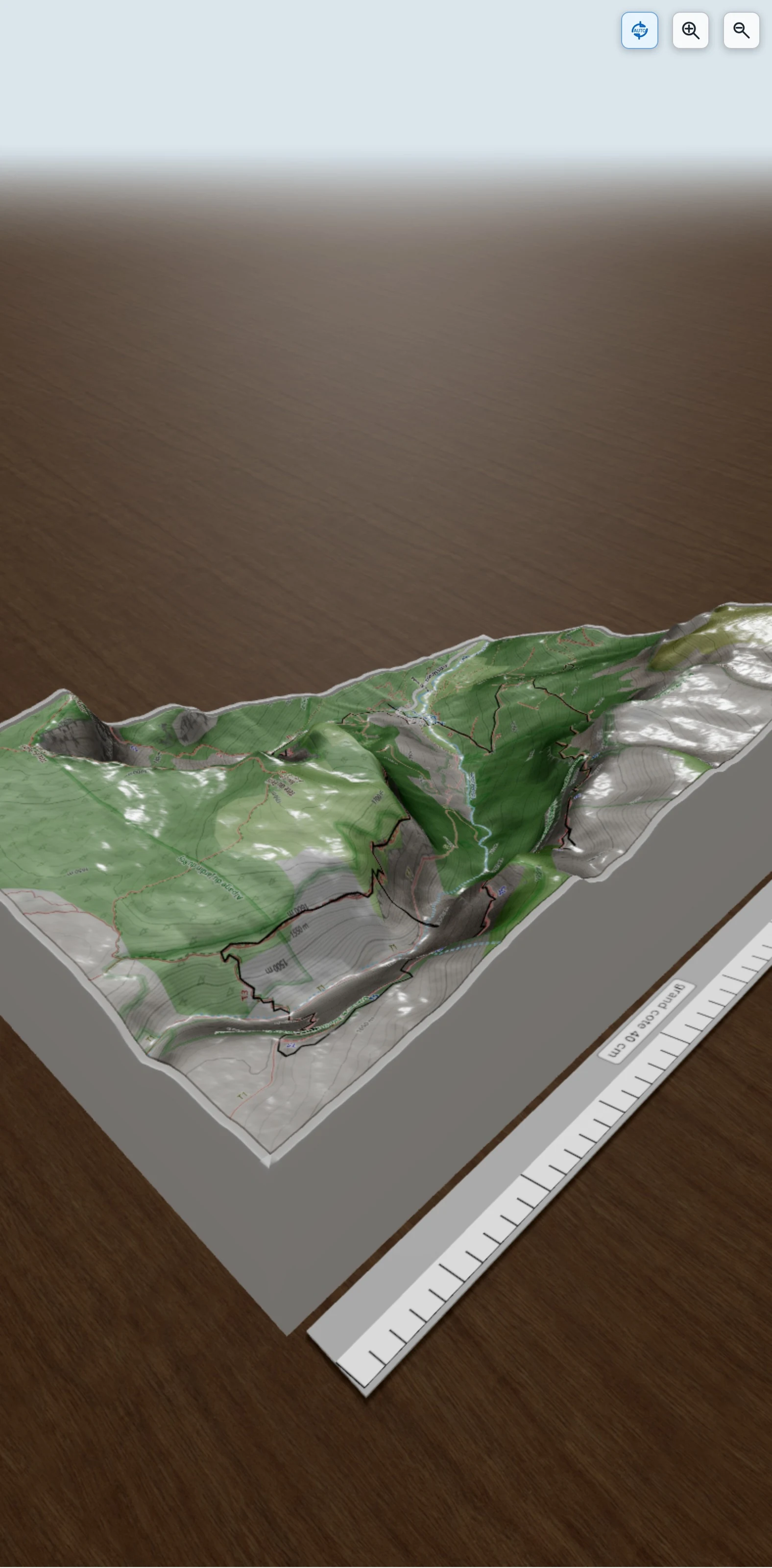 Carte en relief 3D de cirque d\'archiane, avec relief topographique
