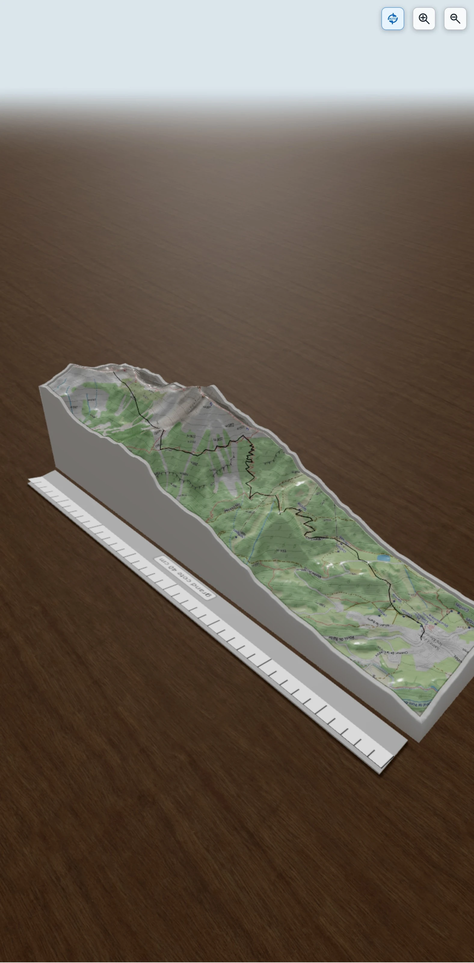 Carte en relief 3D de Col Combeau, avec relief topographique