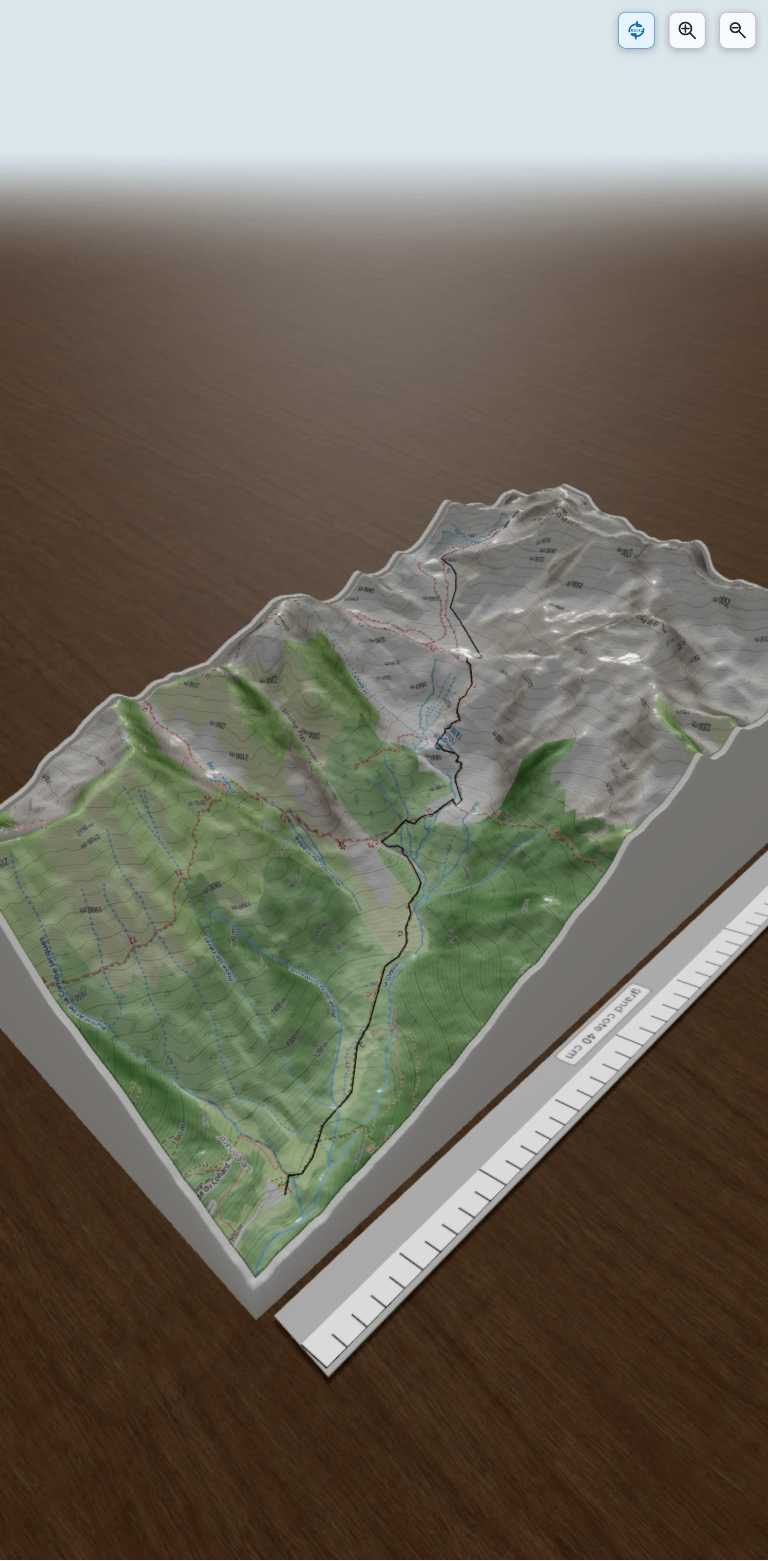 Carte en relief 3D de col de Comberousse, avec relief topographique