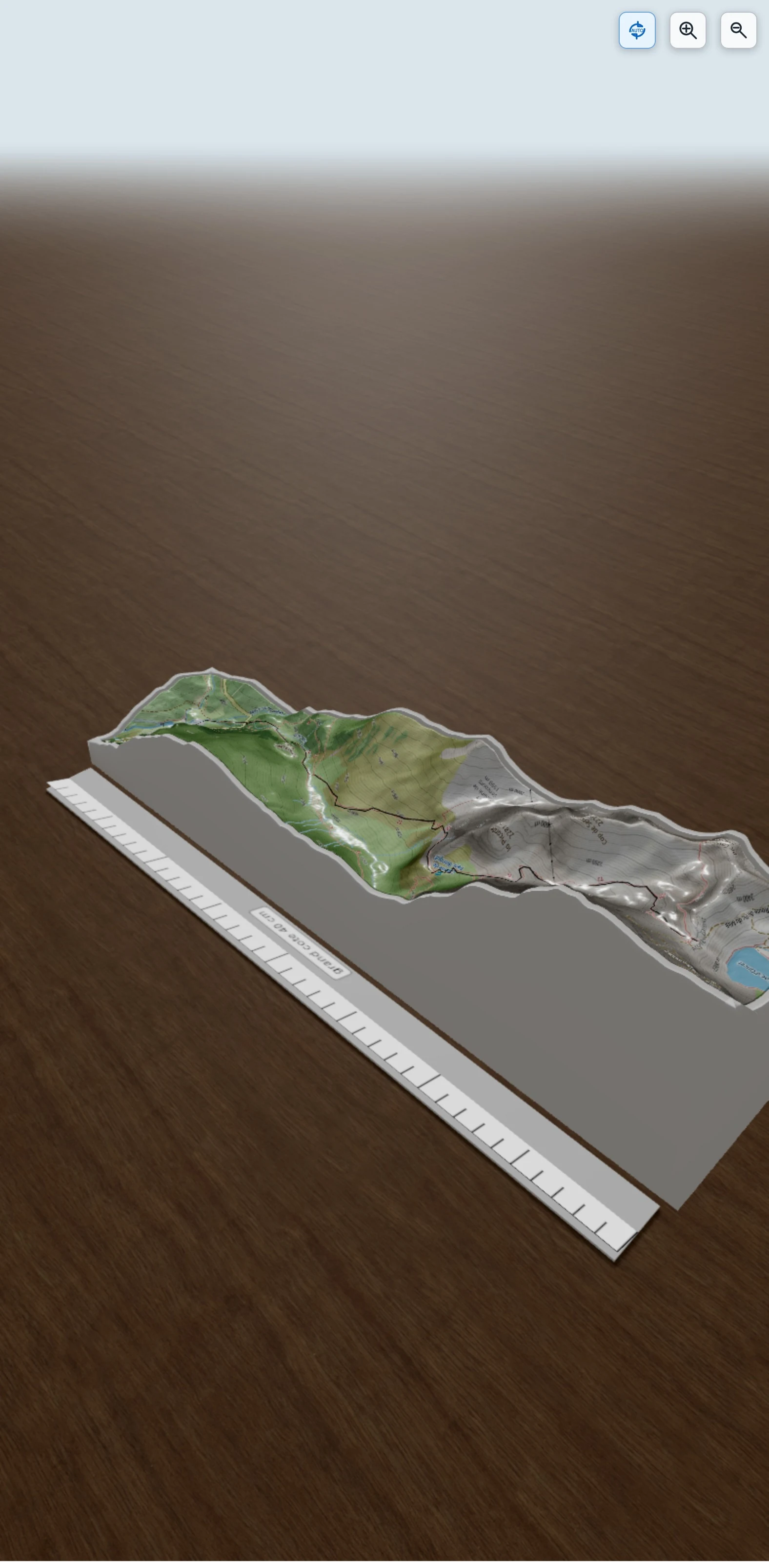 Carte en relief 3D de Col de SENCOURS 2378 m depuis Artigues 1200 m, avec relief topographique