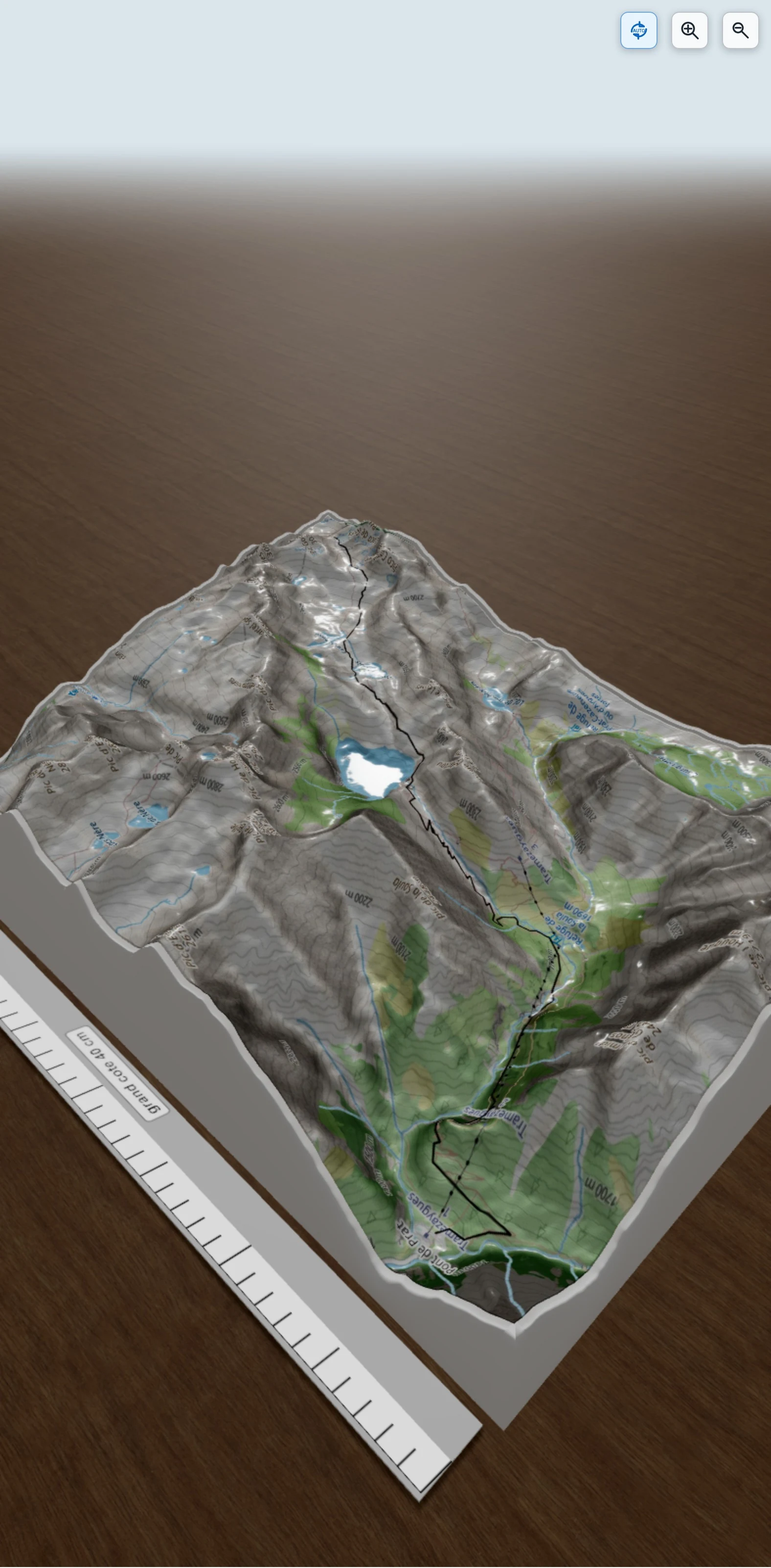Carte en relief 3D de col des gourges blanc, avec relief topographique