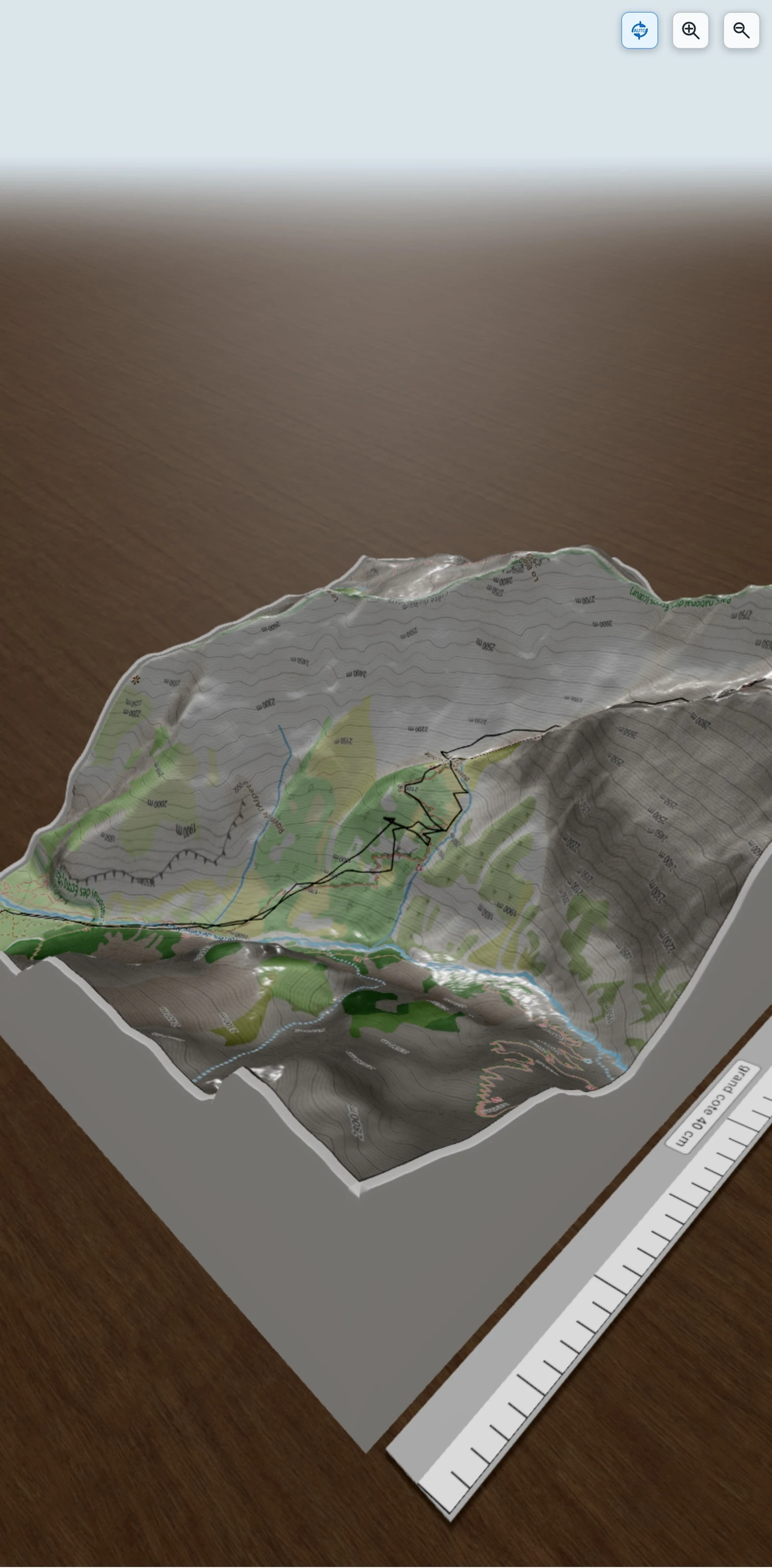 Carte en relief 3D de Collet de Rascousset depuis le camping d\'Ailefroide, avec relief topographique