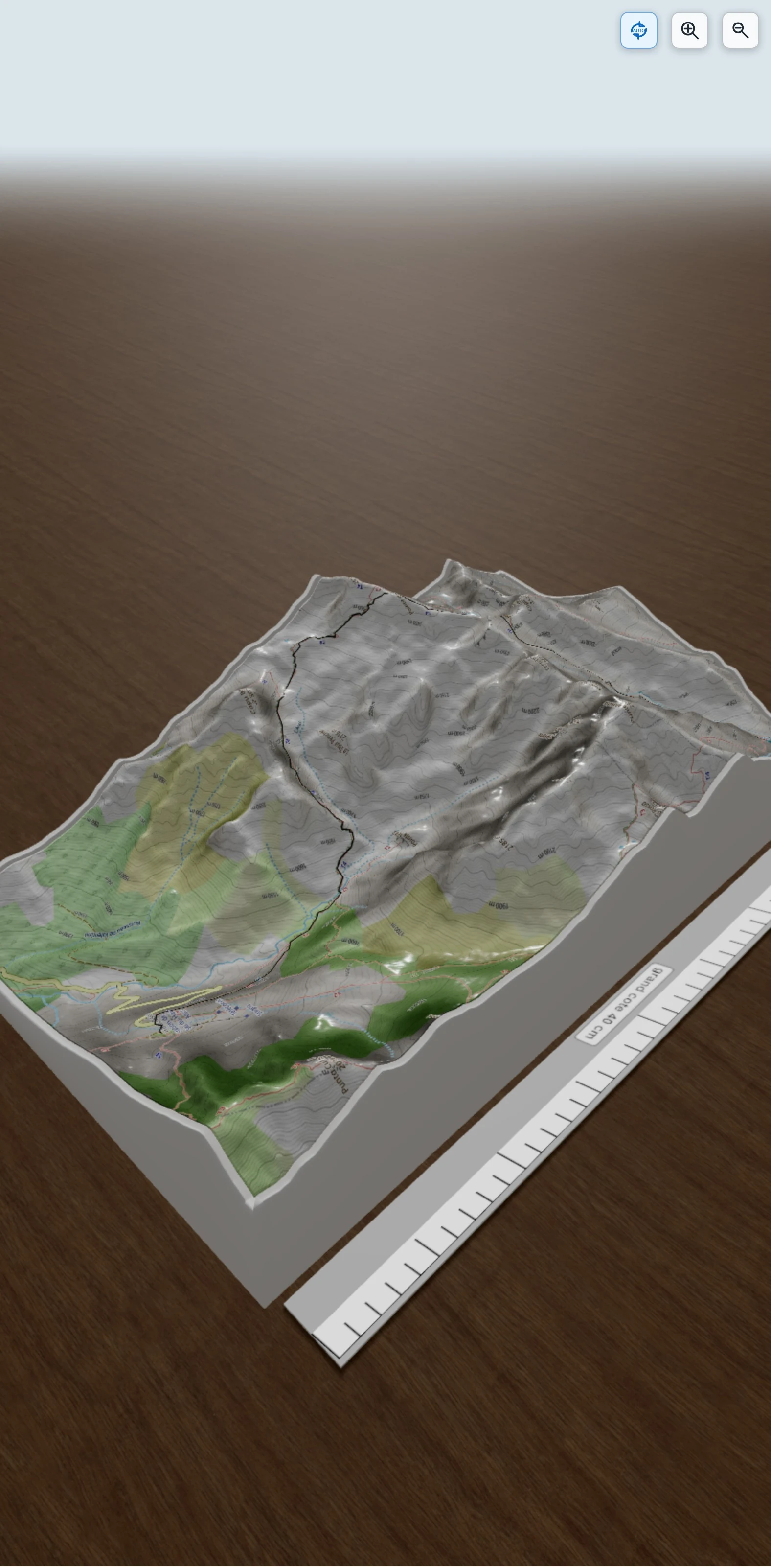 Carte en relief 3D de CORSE - GR20 complet - 16 étapes officiels - NORD/SUD, avec relief topographique