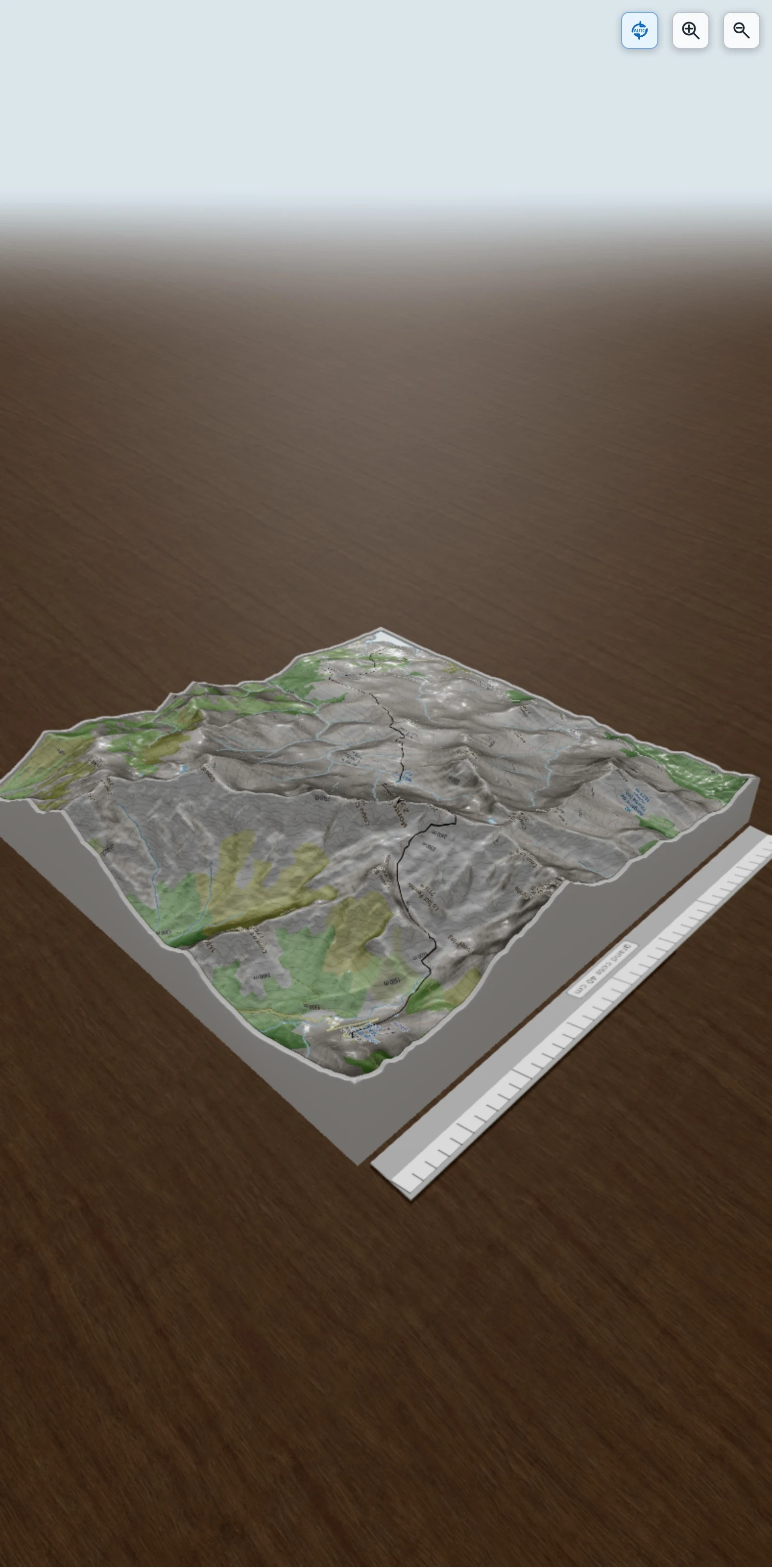 Carte en relief 3D de Corté - mont Cinto étape 2, avec relief topographique