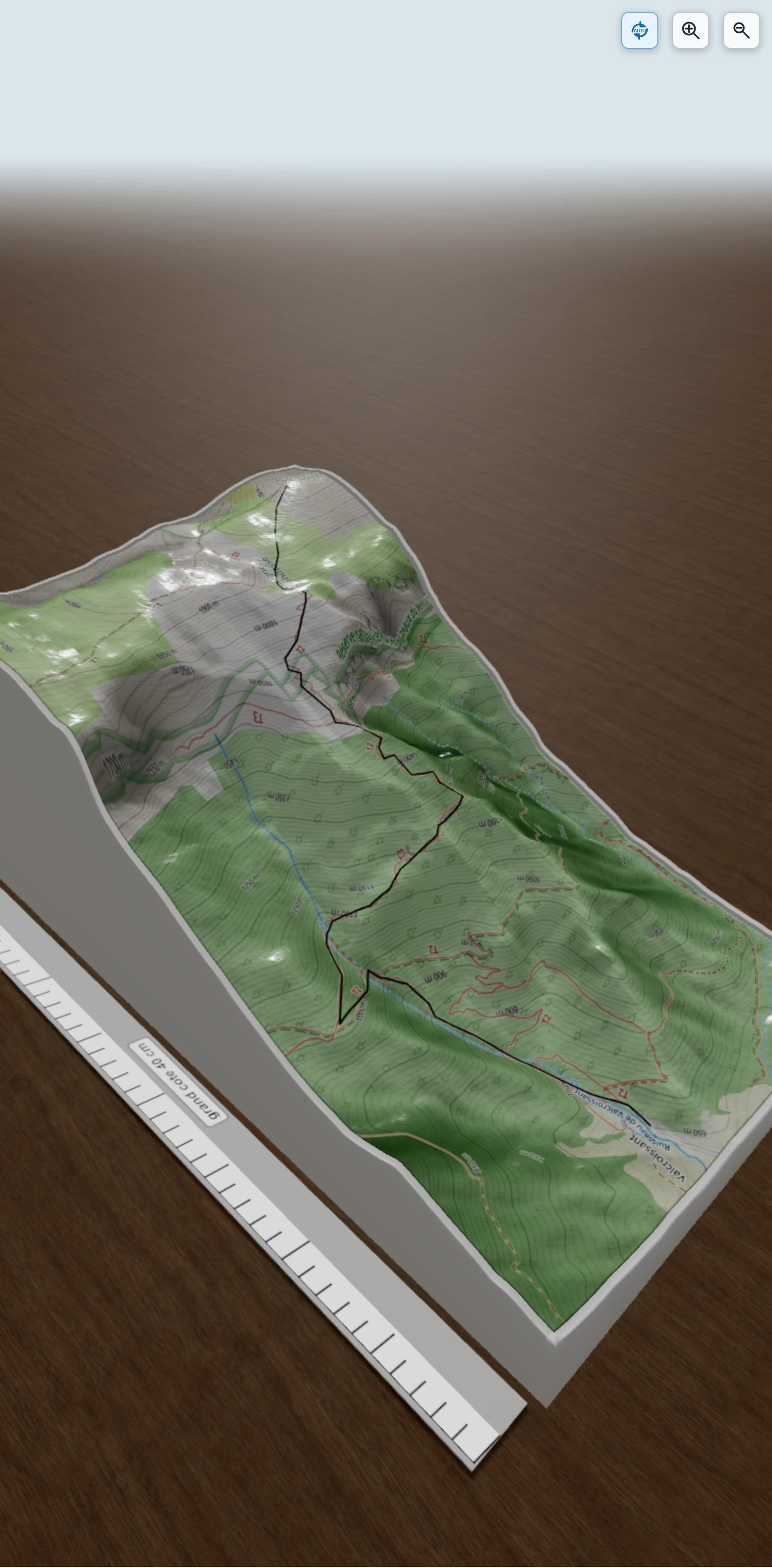 Carte en relief 3D de Course du Glandasse PIB, avec relief topographique