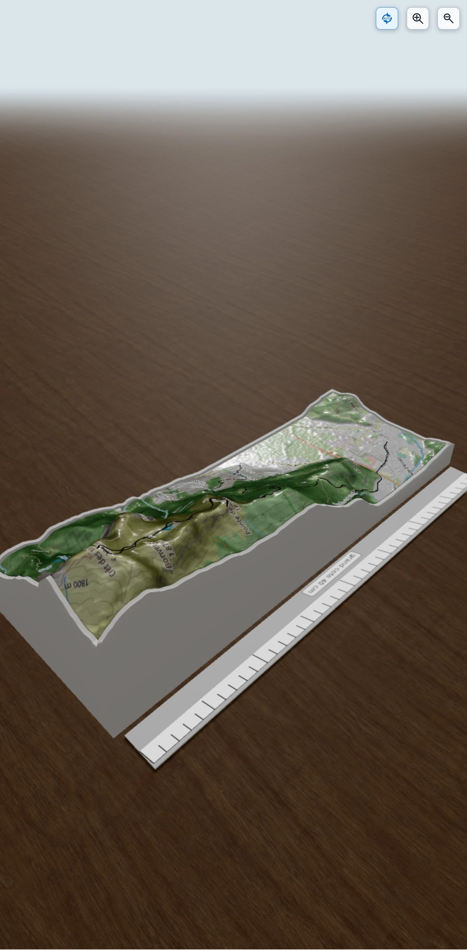 Carte en relief 3D de Crêt des Mouches + Pointe de Chauriande, avec relief topographique