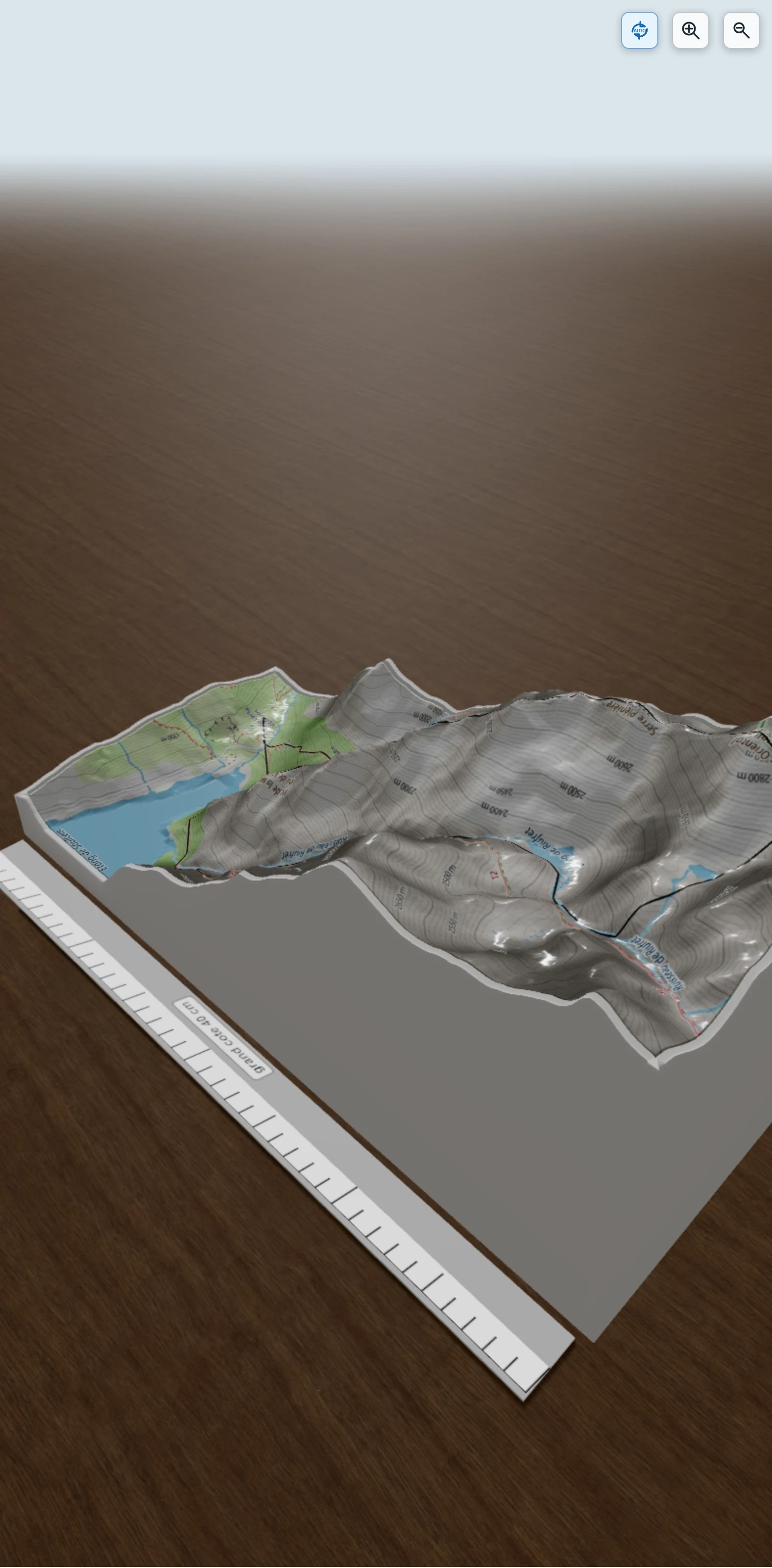 Carte en relief 3D de Crête Madelon (2120m) - Canalebonne (2914m), avec relief topographique