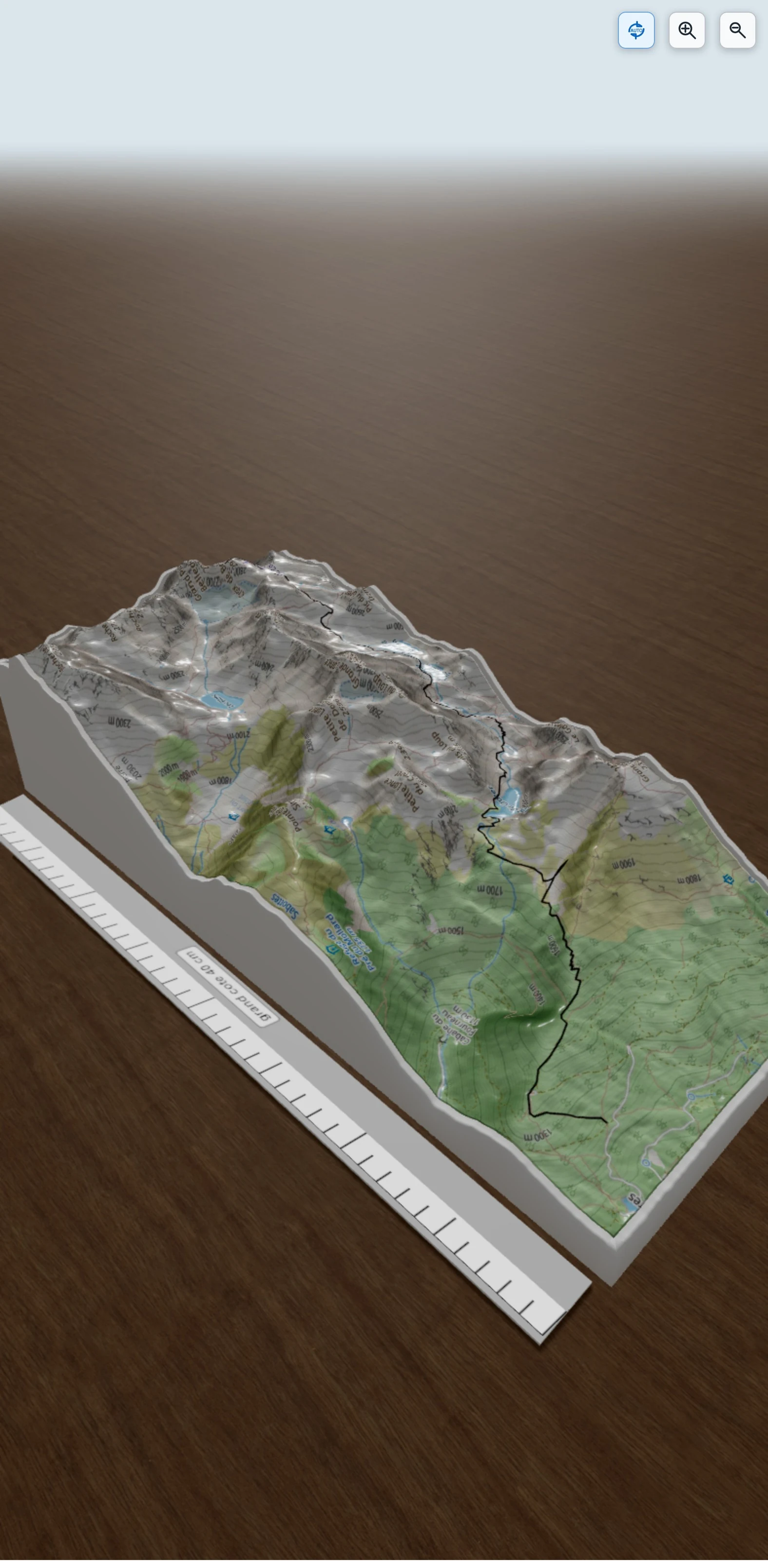 Carte en relief 3D de croix de Belledonne depuis Freydière, avec relief topographique