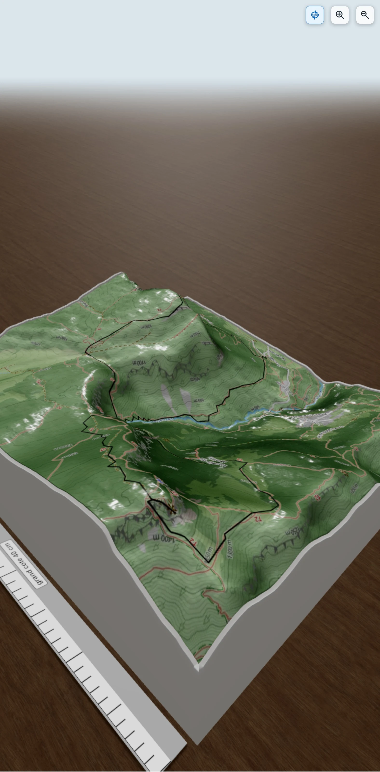 Carte en relief 3D de Croix du Nivollet par le Mont Peney et Via, avec relief topographique