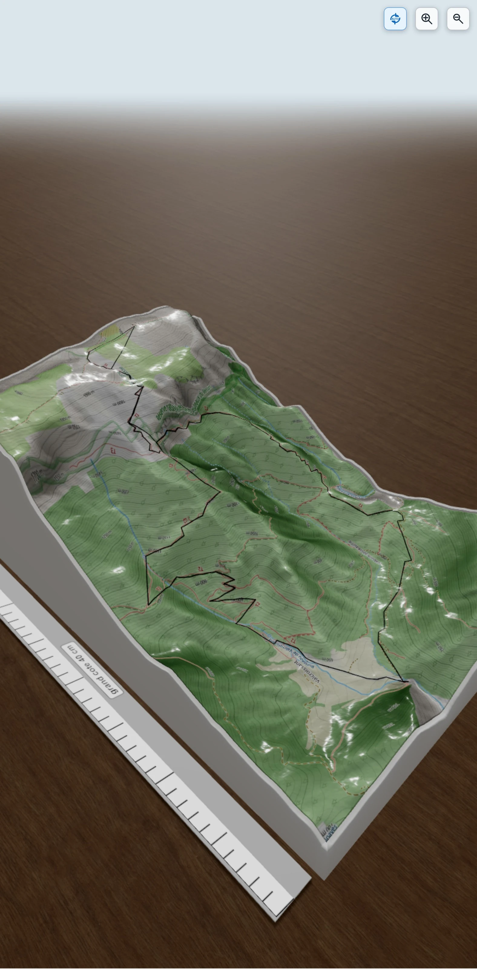 Carte en relief 3D de De l'ABBAYE DE VALCROISSANT PAR LE DOME DU GLANDASSE, avec relief topographique