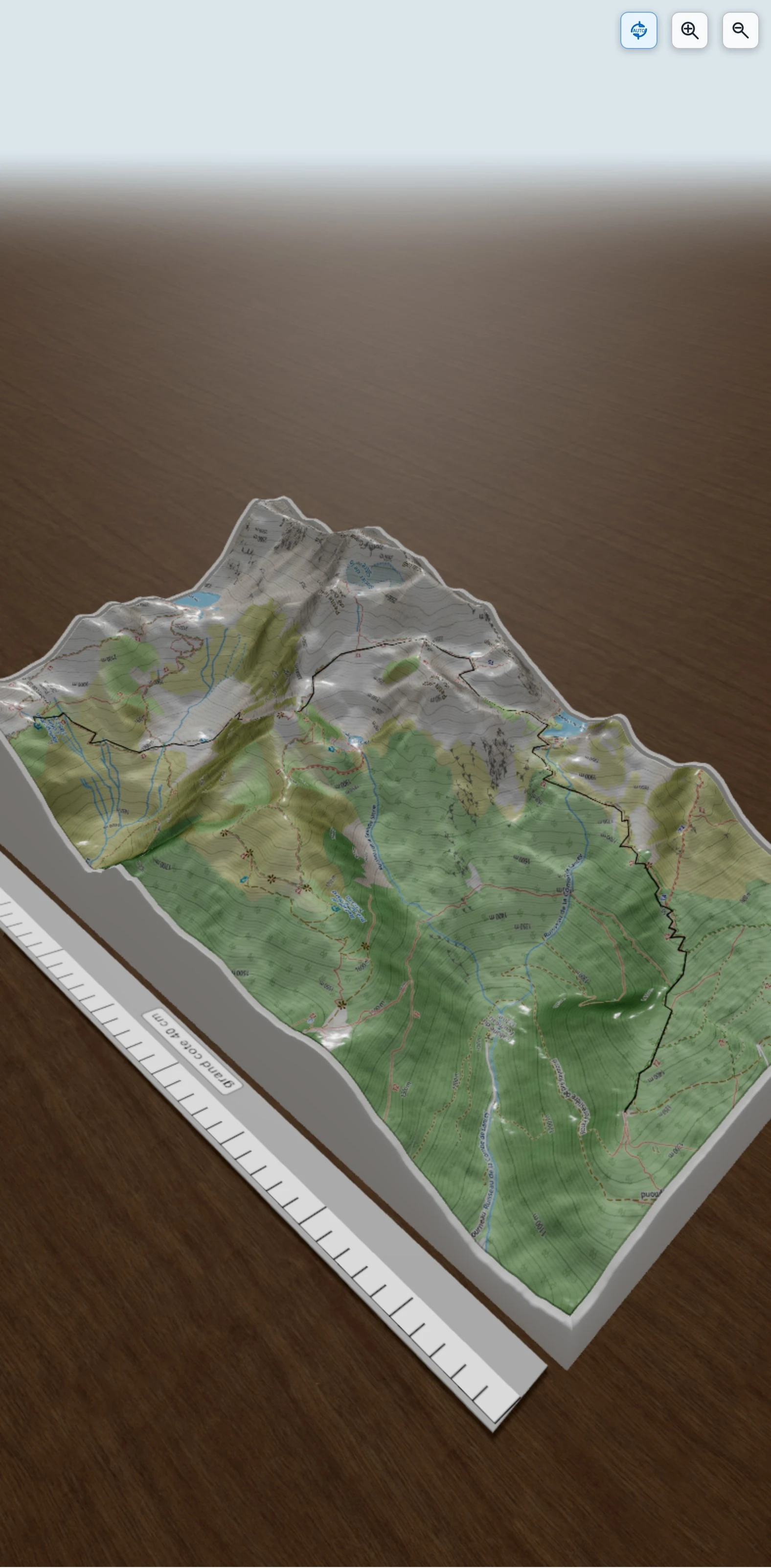 Carte en relief 3D de De Pre Raymond au refuge Jean Collet, avec relief topographique